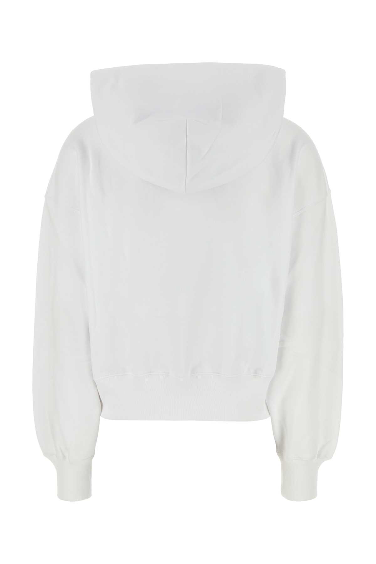 Gucci Cotton Sweatshirt With Hood And Kangaroo Pocket In Whitemix