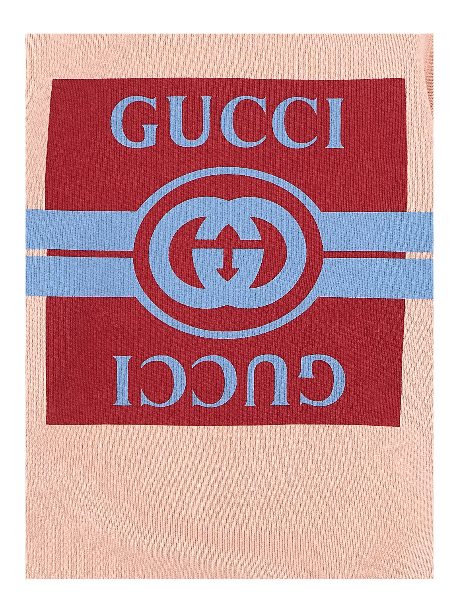 Shop Gucci Logo Print Sweatshirt In Pink