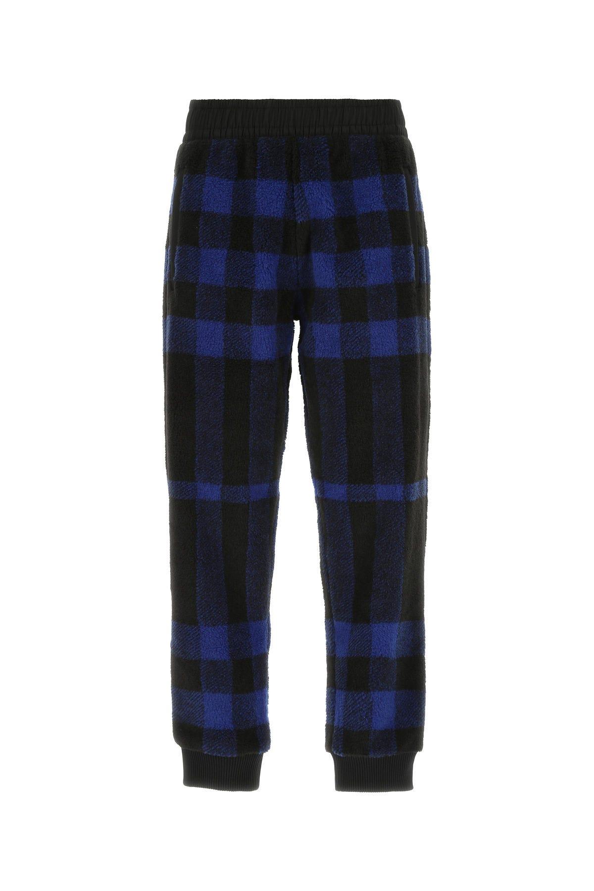 Shop Burberry Embroidered Pile Joggers In Blue