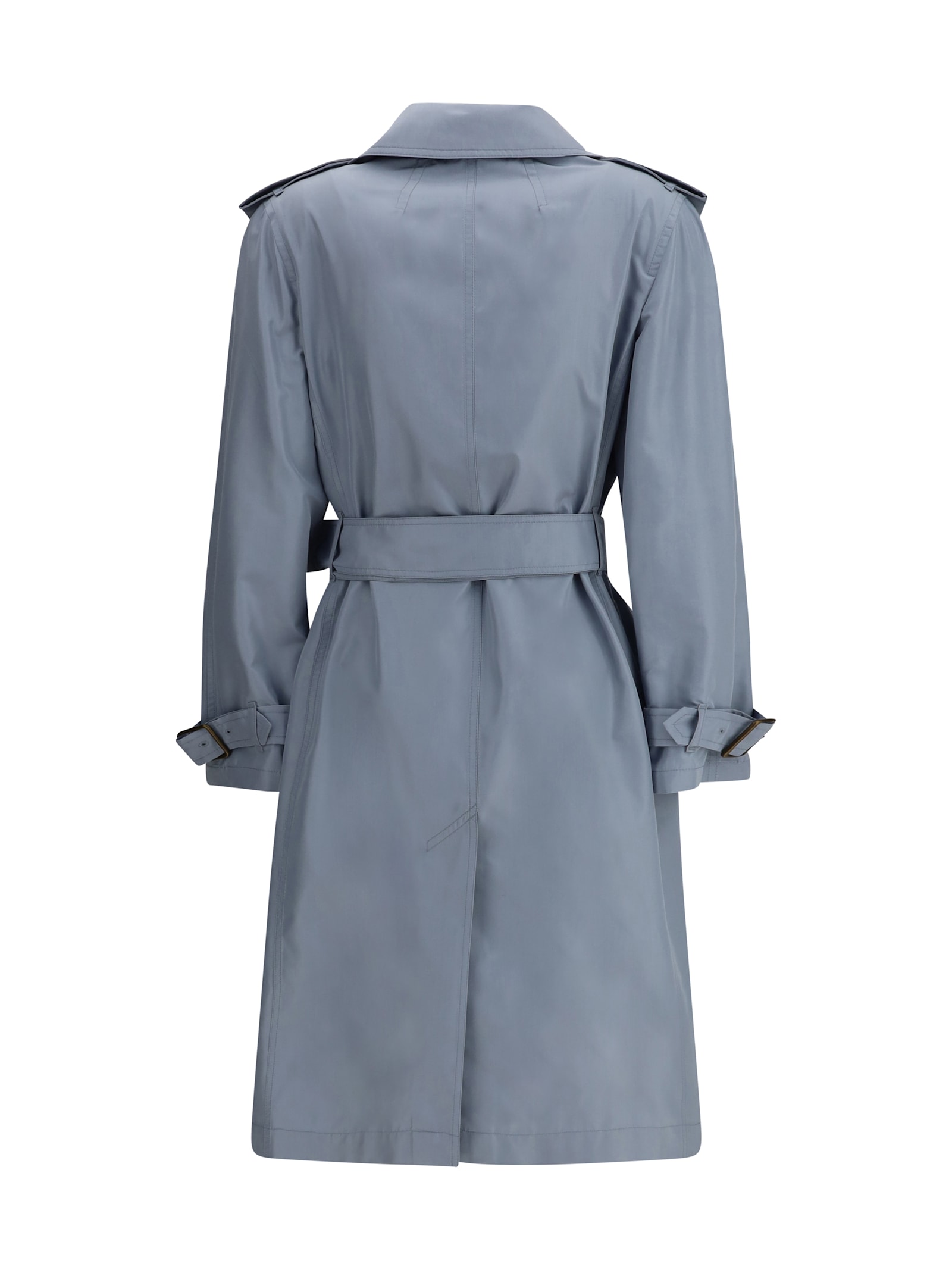 Shop Burberry Silk Long Trench Coat