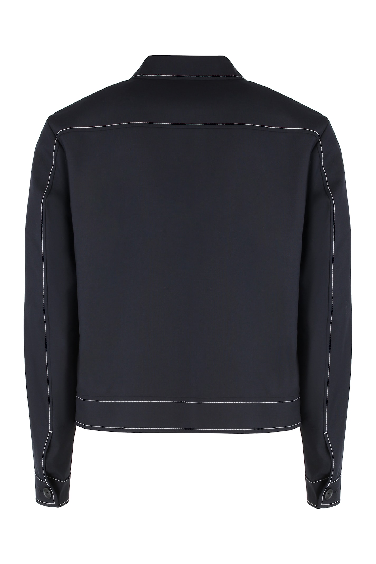 Hugo Boss Flap-pocket Contrast-stitching Jacket In Blue