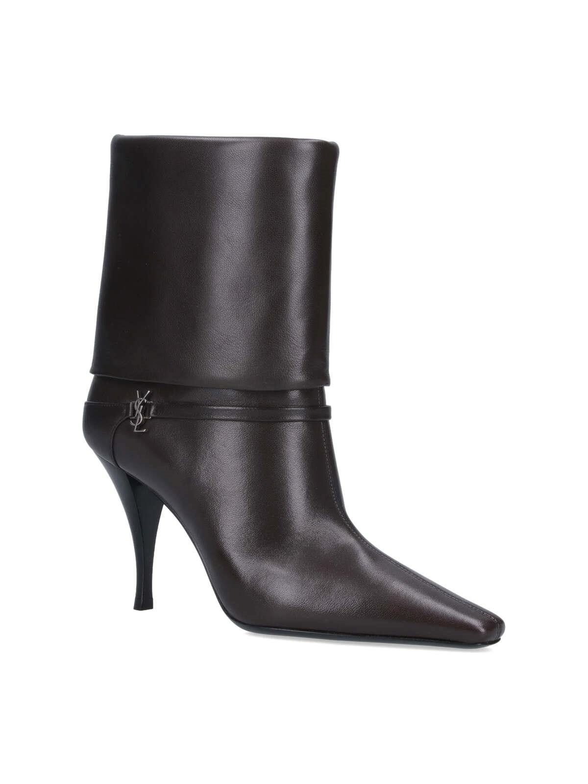 Shop Saint Laurent Vicky 90 Ankle Boots In Harris Eagle Brown