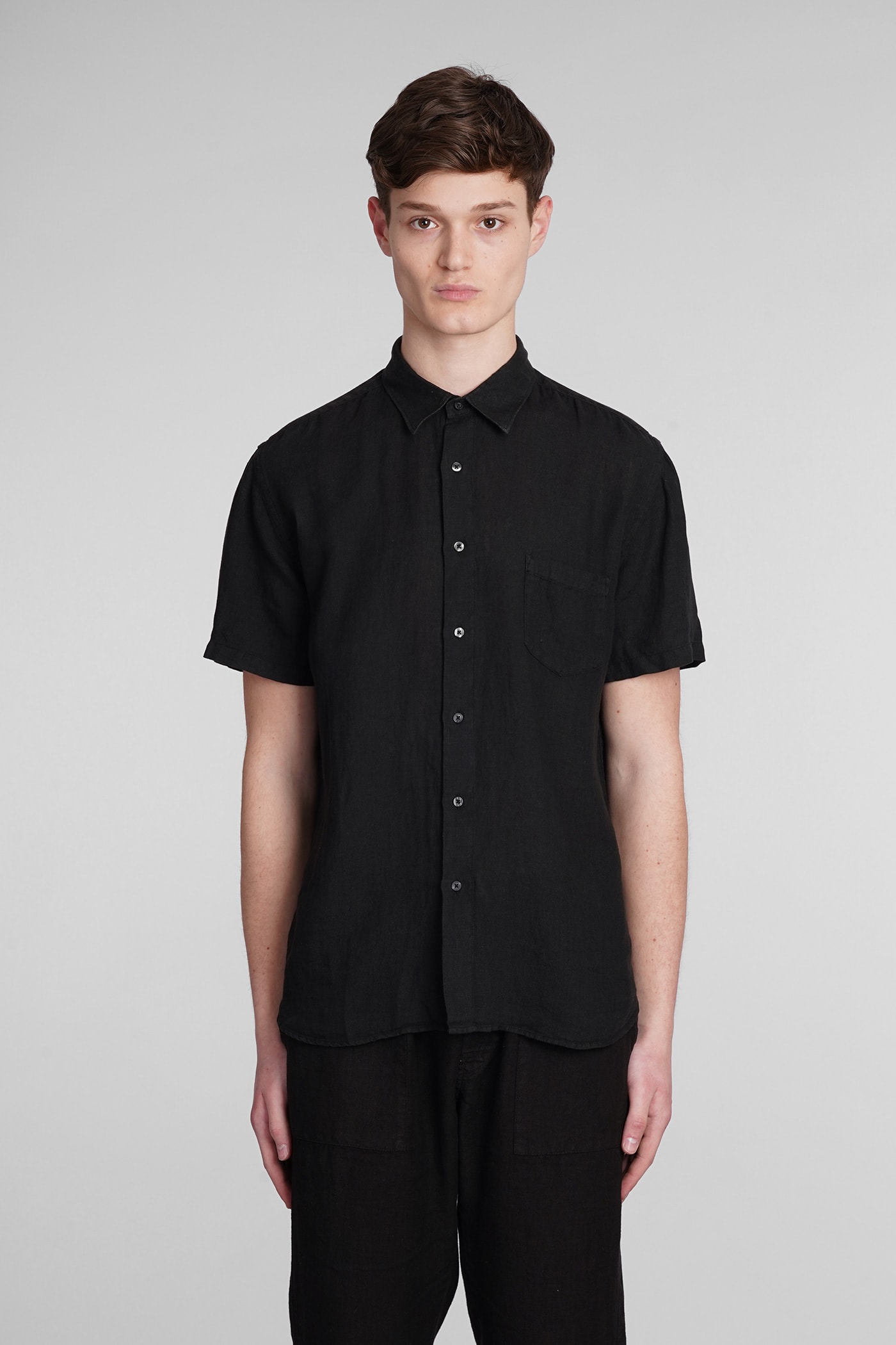 120% Lino Shirt In Black Linen