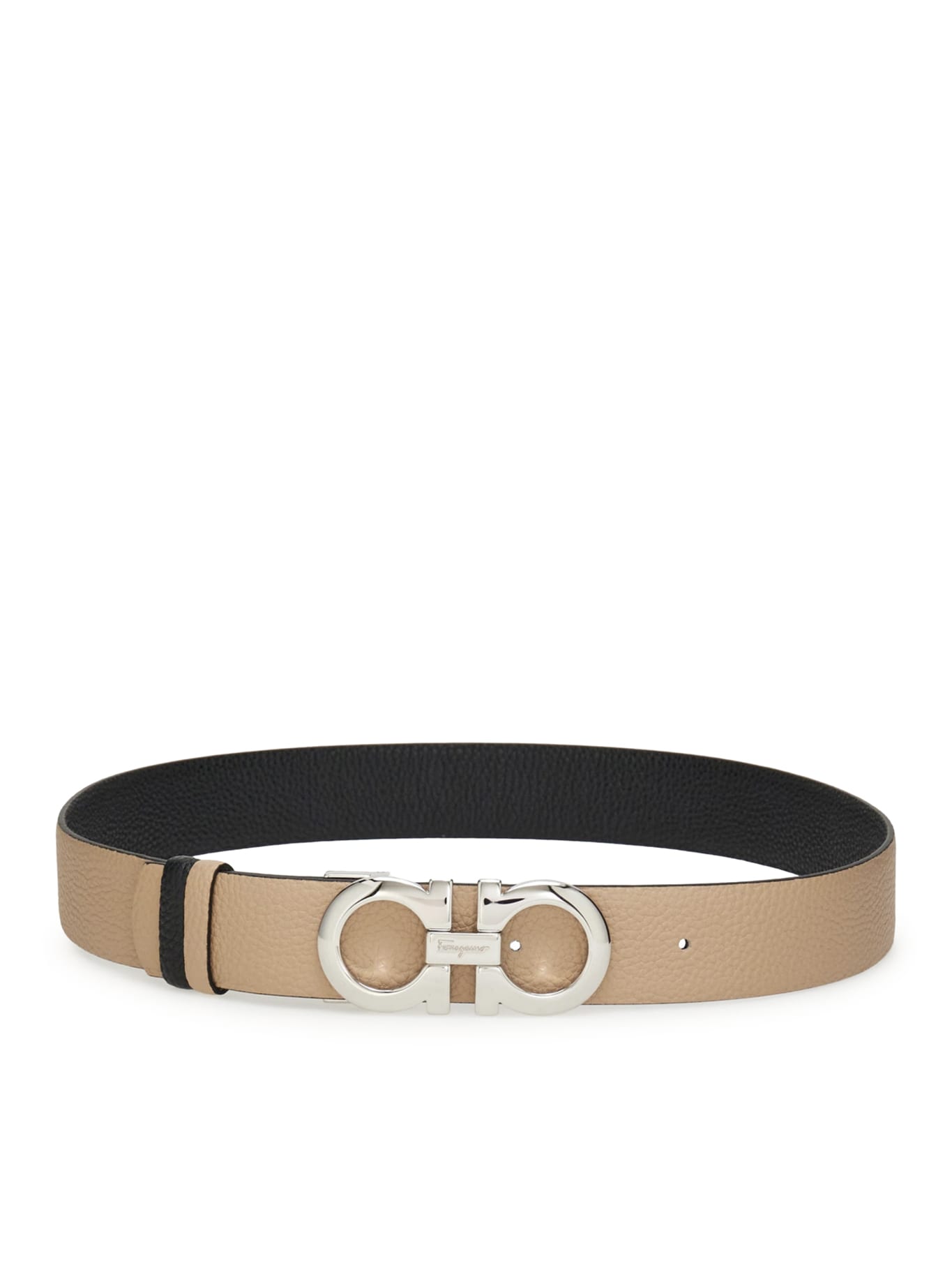 Shop Ferragamo Cappuccino Leather Reversible Belt In New Bisque Black