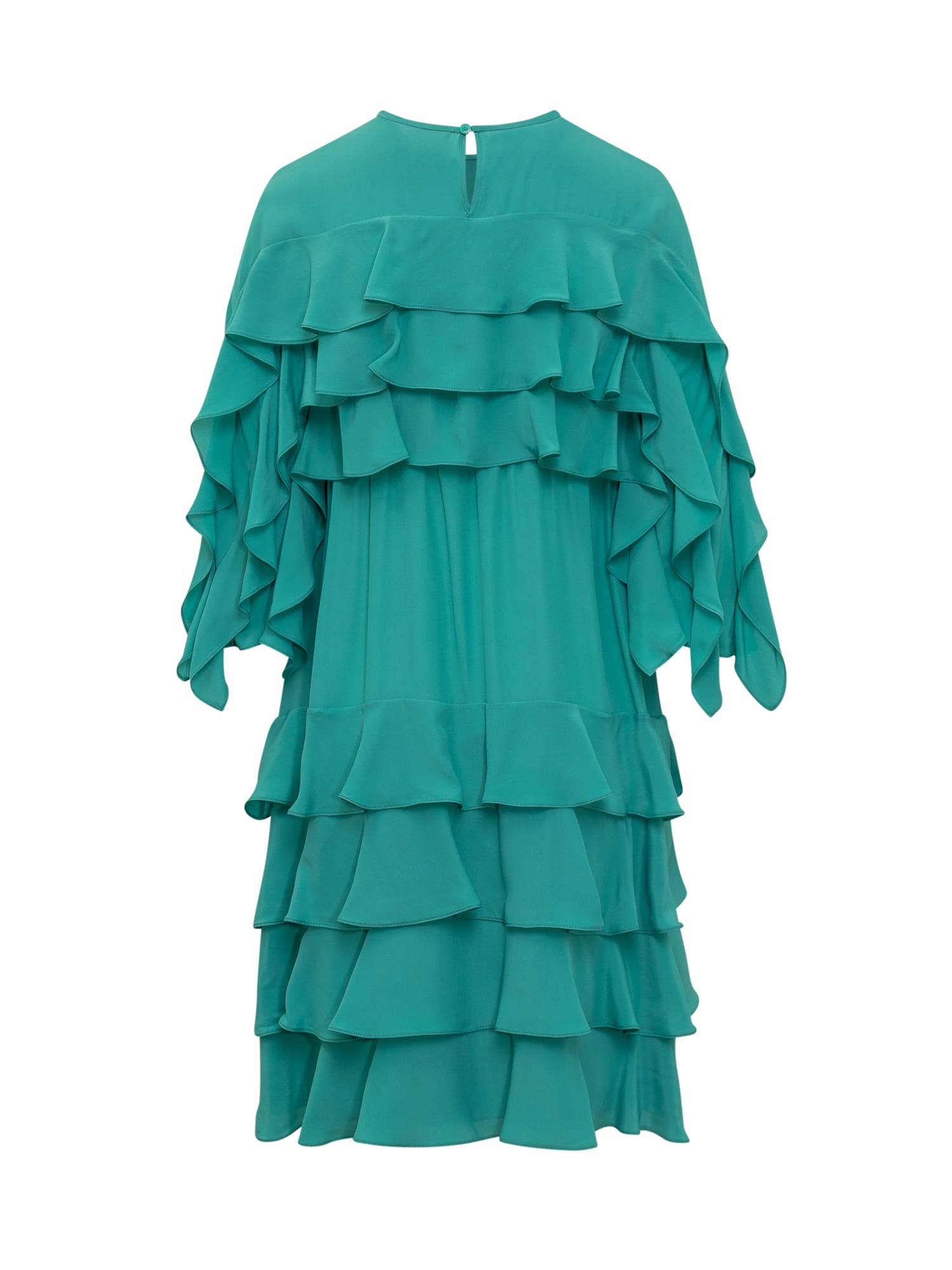 Shop Rochas Mini Dress In Medium Green