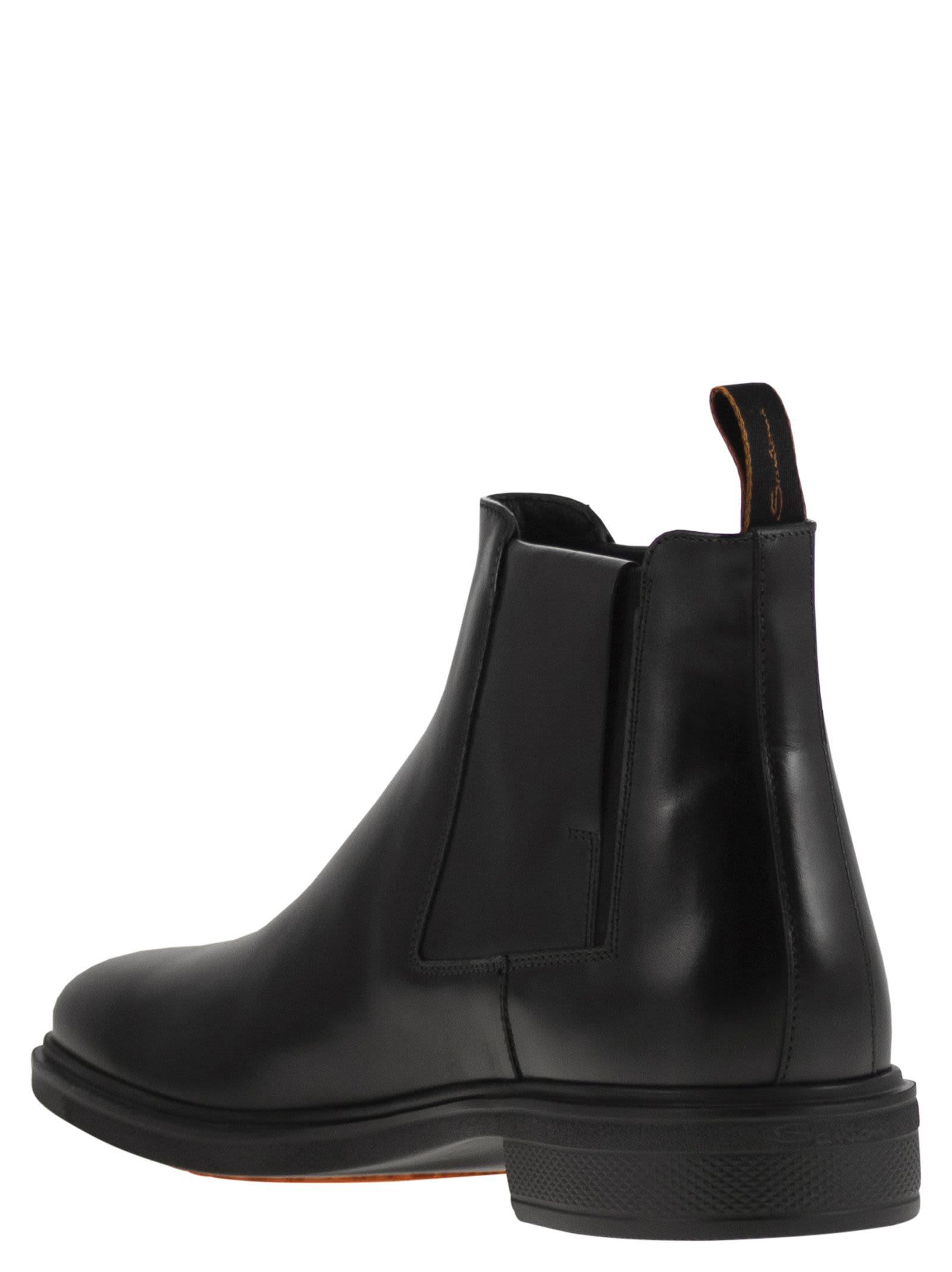 Shop Santoni Easy Leather Boot In Black