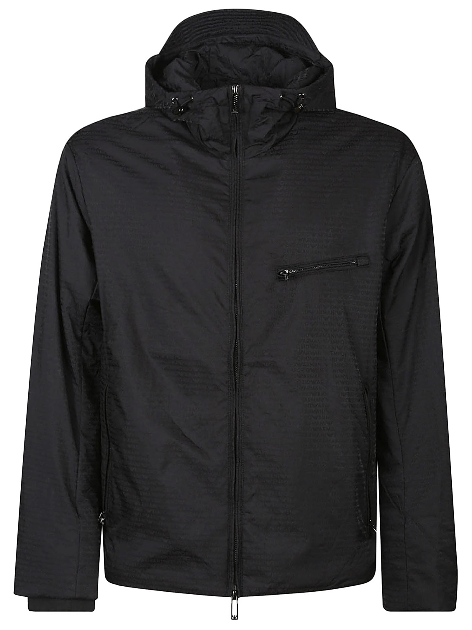 Shop Emporio Armani Wind Breakers Jacket In Nero