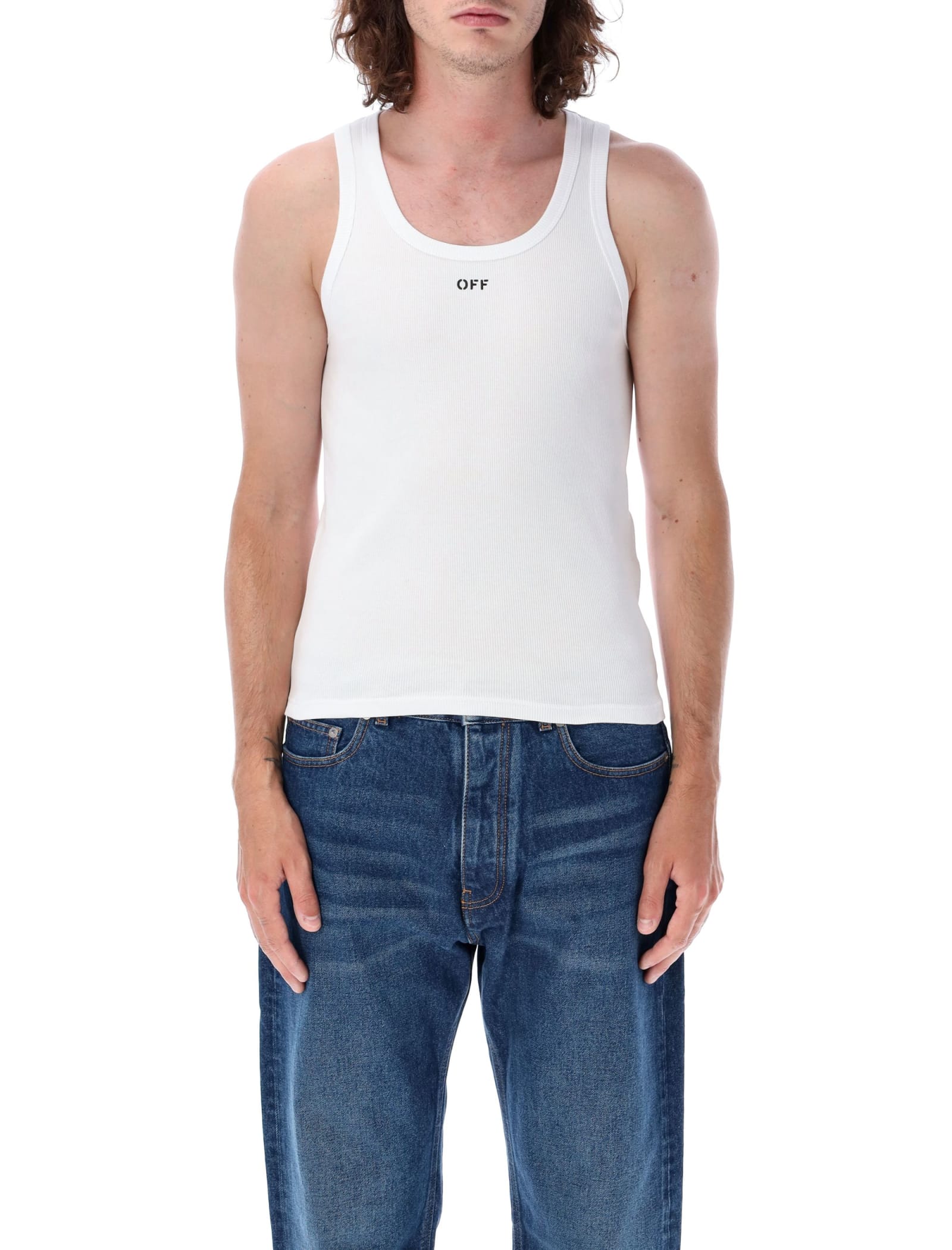 Shop Off-white Off Stamp Ribbed Tank Top In White