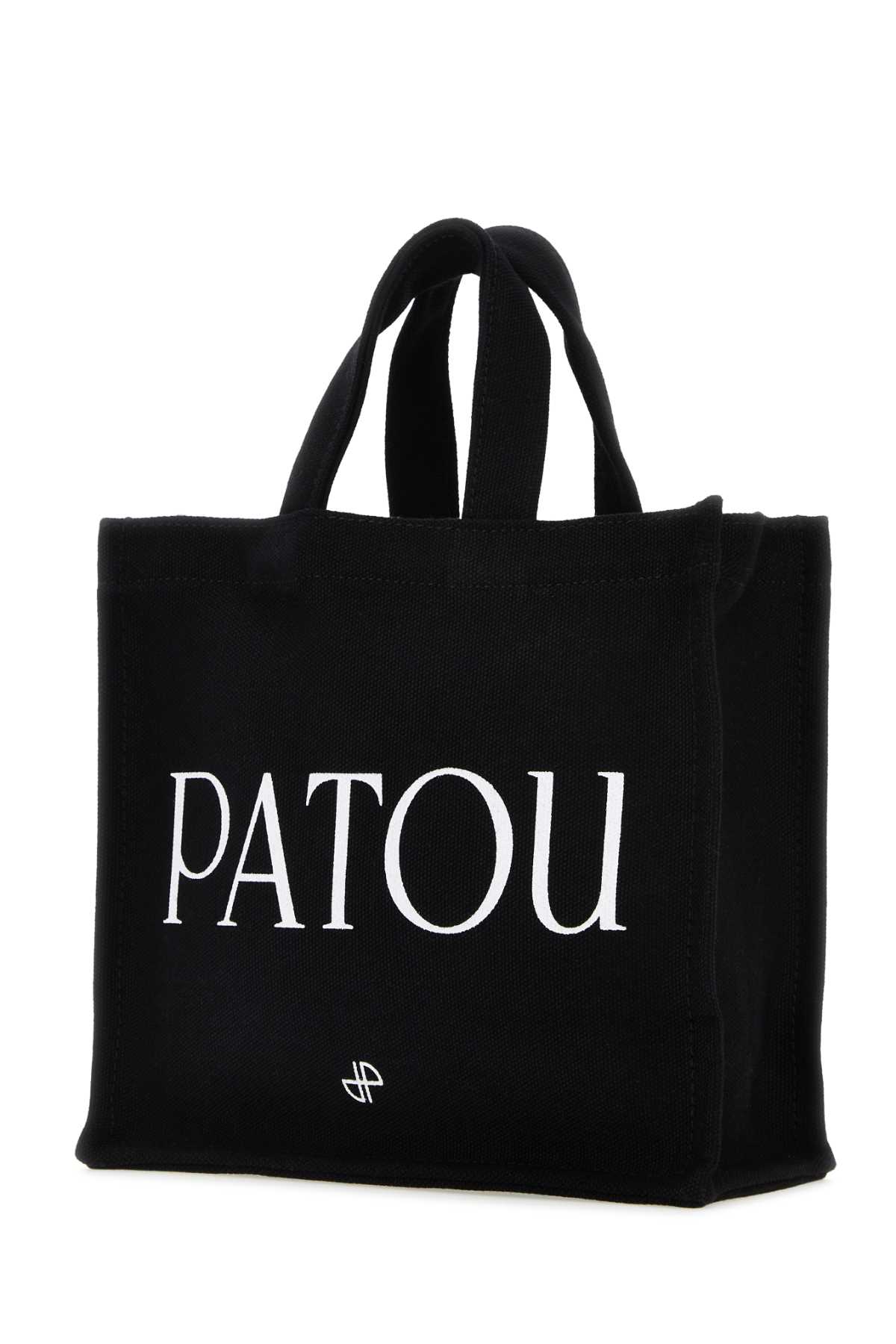 Patou Black Cotton Shopping Bag In 999b