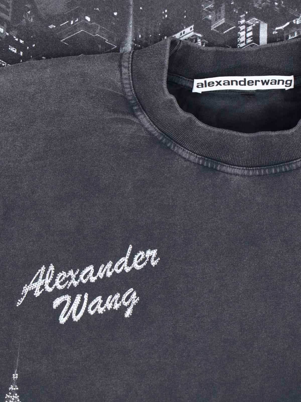 Alexander Wang Rhinestone T-shirt In Black