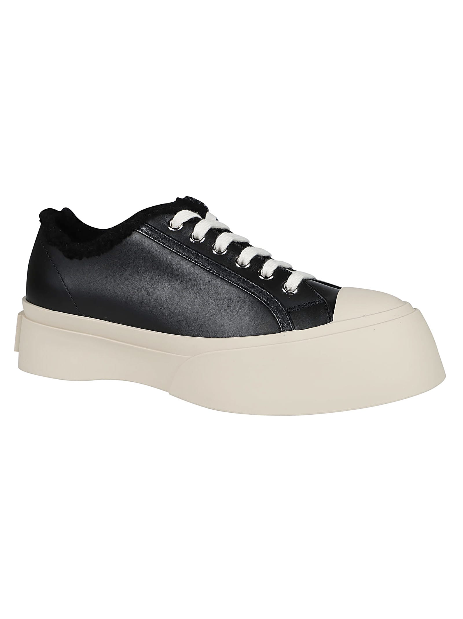 Shop Marni Pablo Lace Up Shearling Sneakers In Black