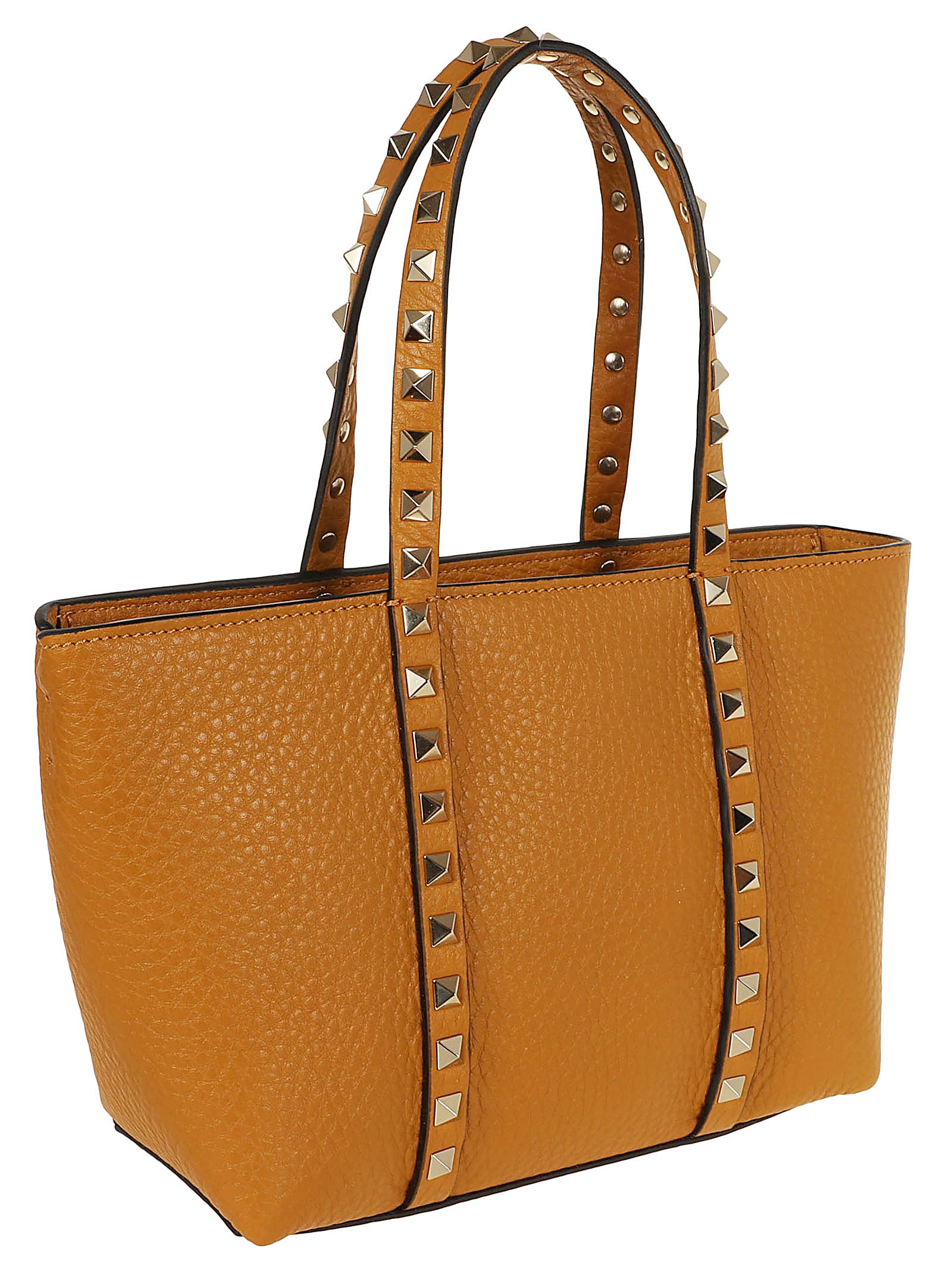 Valentino Mini Tote Rockstud In Golden Cuir