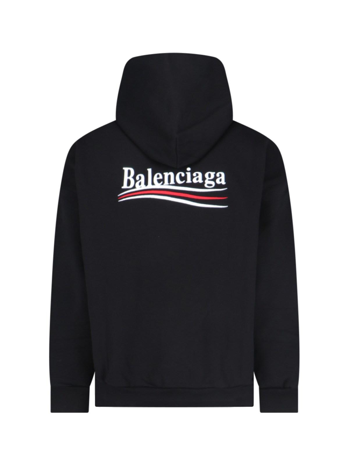 Shop Balenciaga Political Campaign Hoodie In Black White