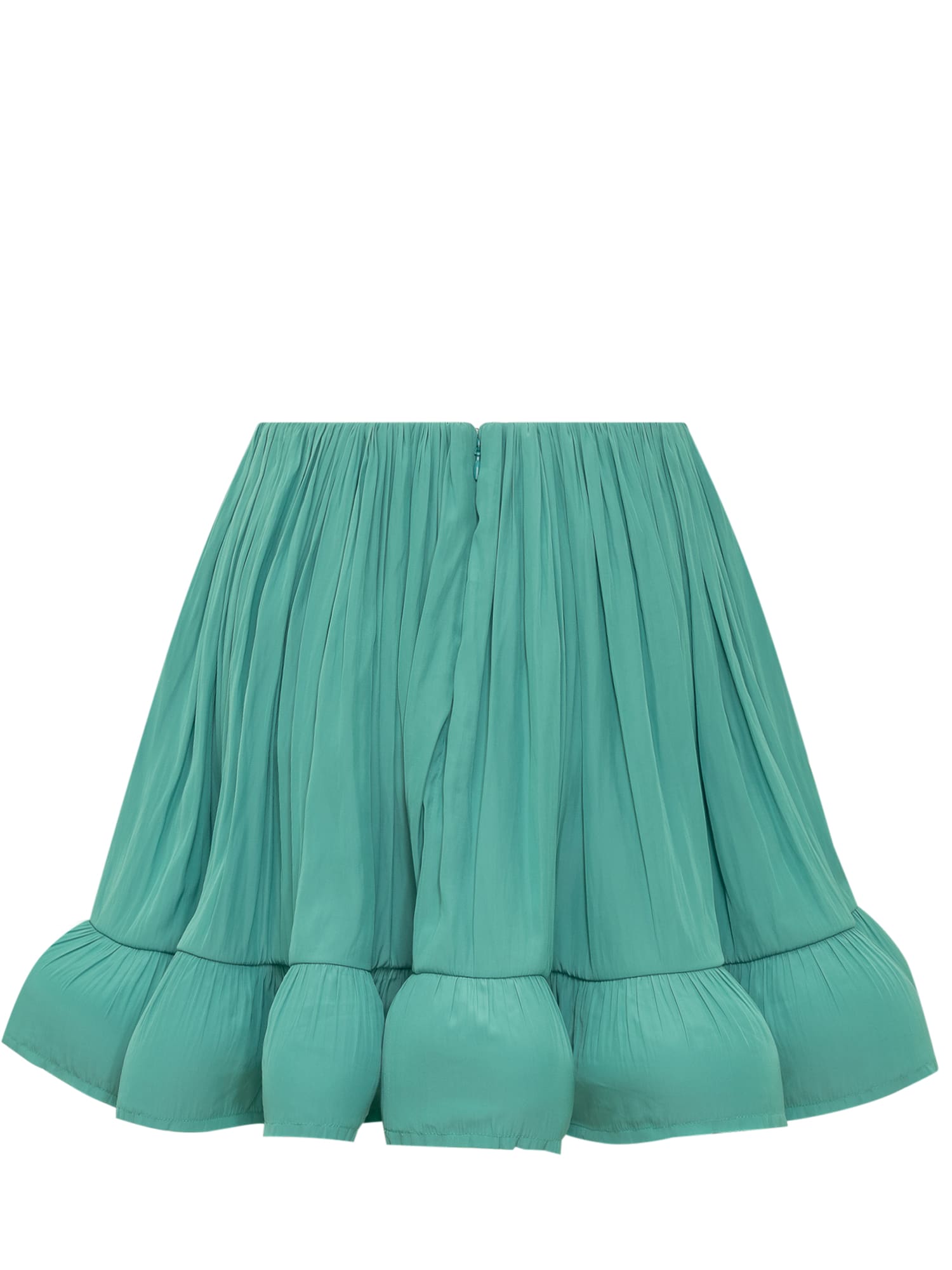 Shop Lanvin Charmeuse Ruffle Skirt In Green