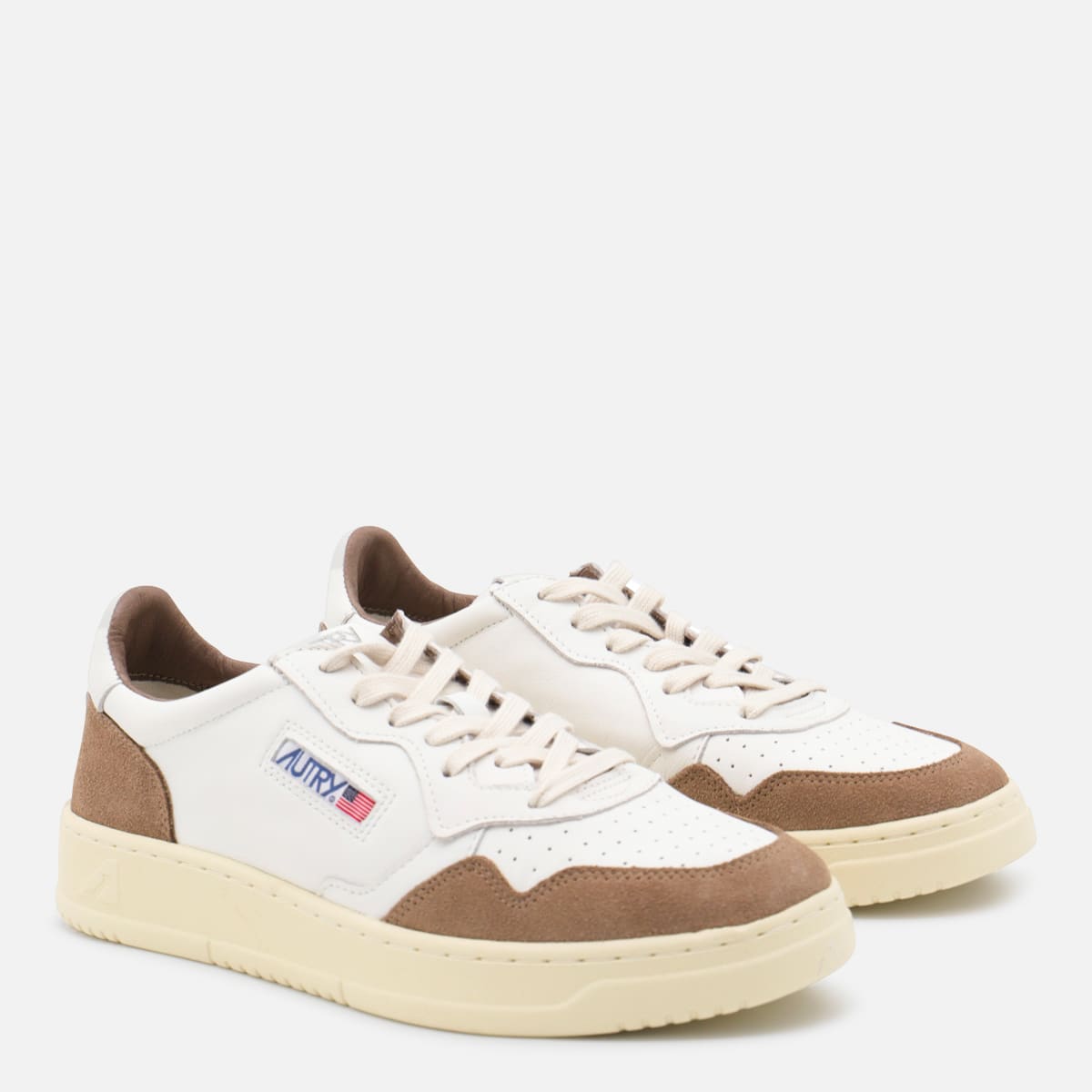 Autry Medalist Low Sneakers In Goatskin And Suede In Multi