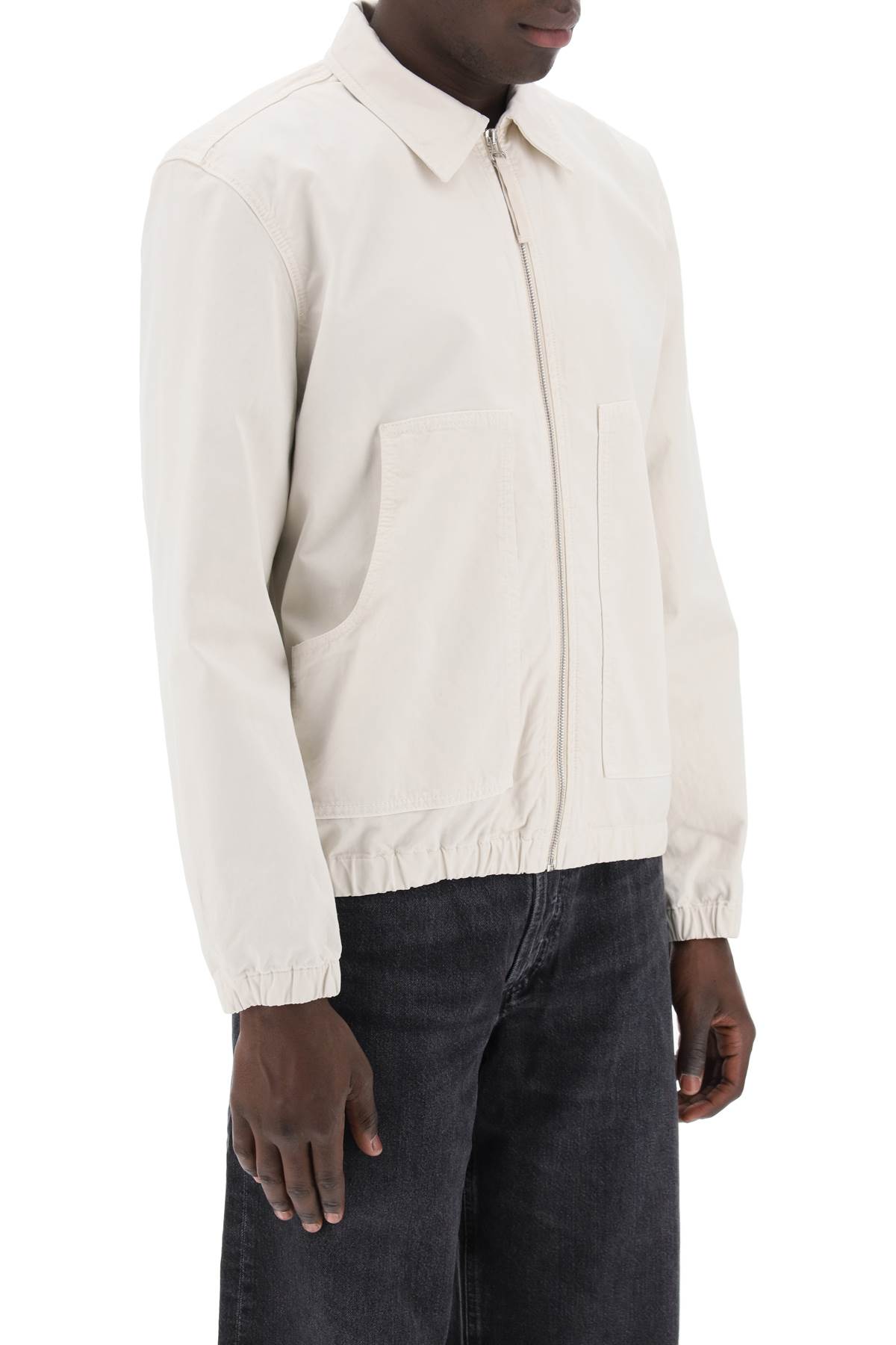 Shop Closed Cotton Blouson Jacket In Lime Beige