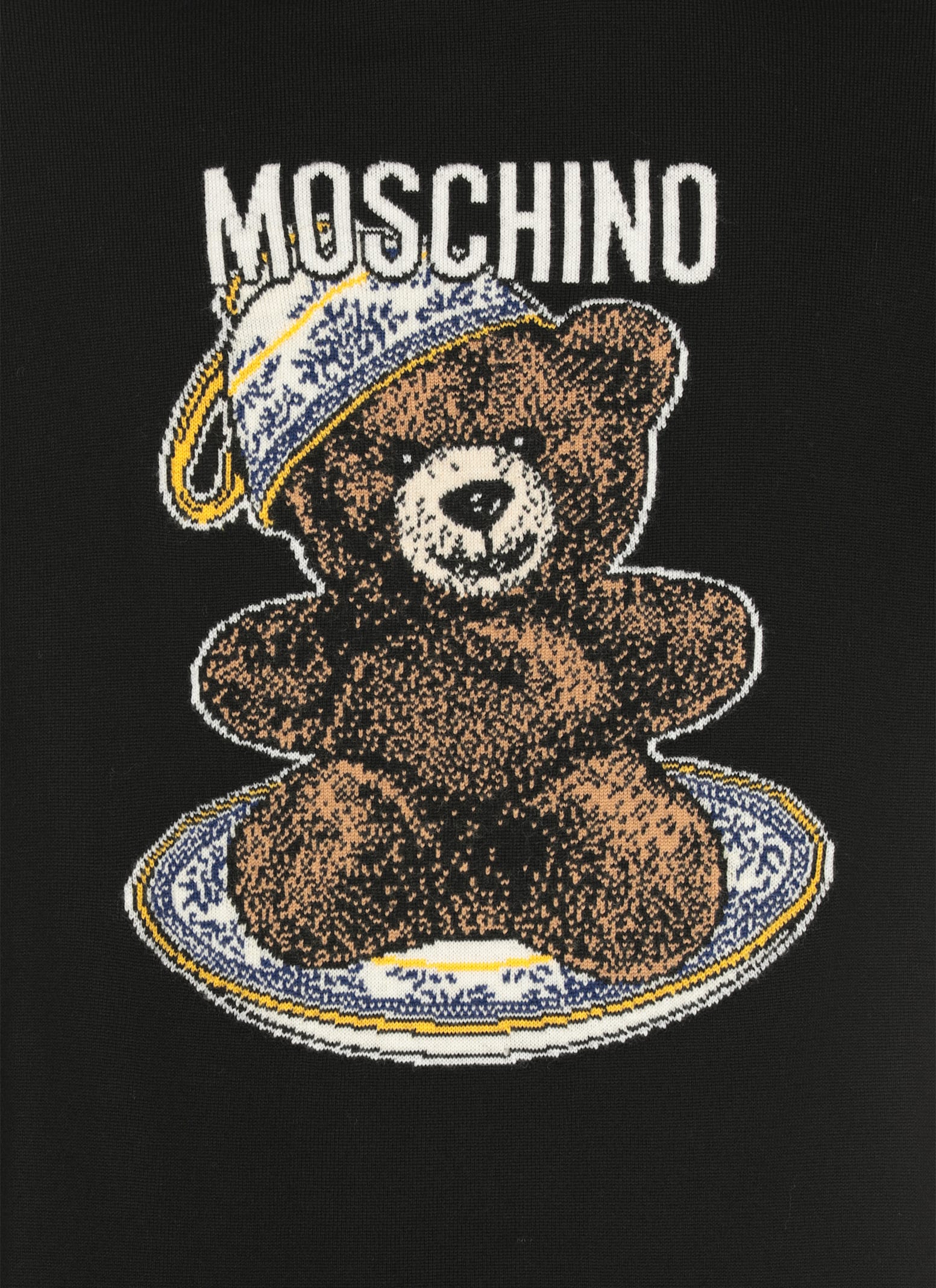 Moschino Bear Embroidered Crewneck Sweater In Black