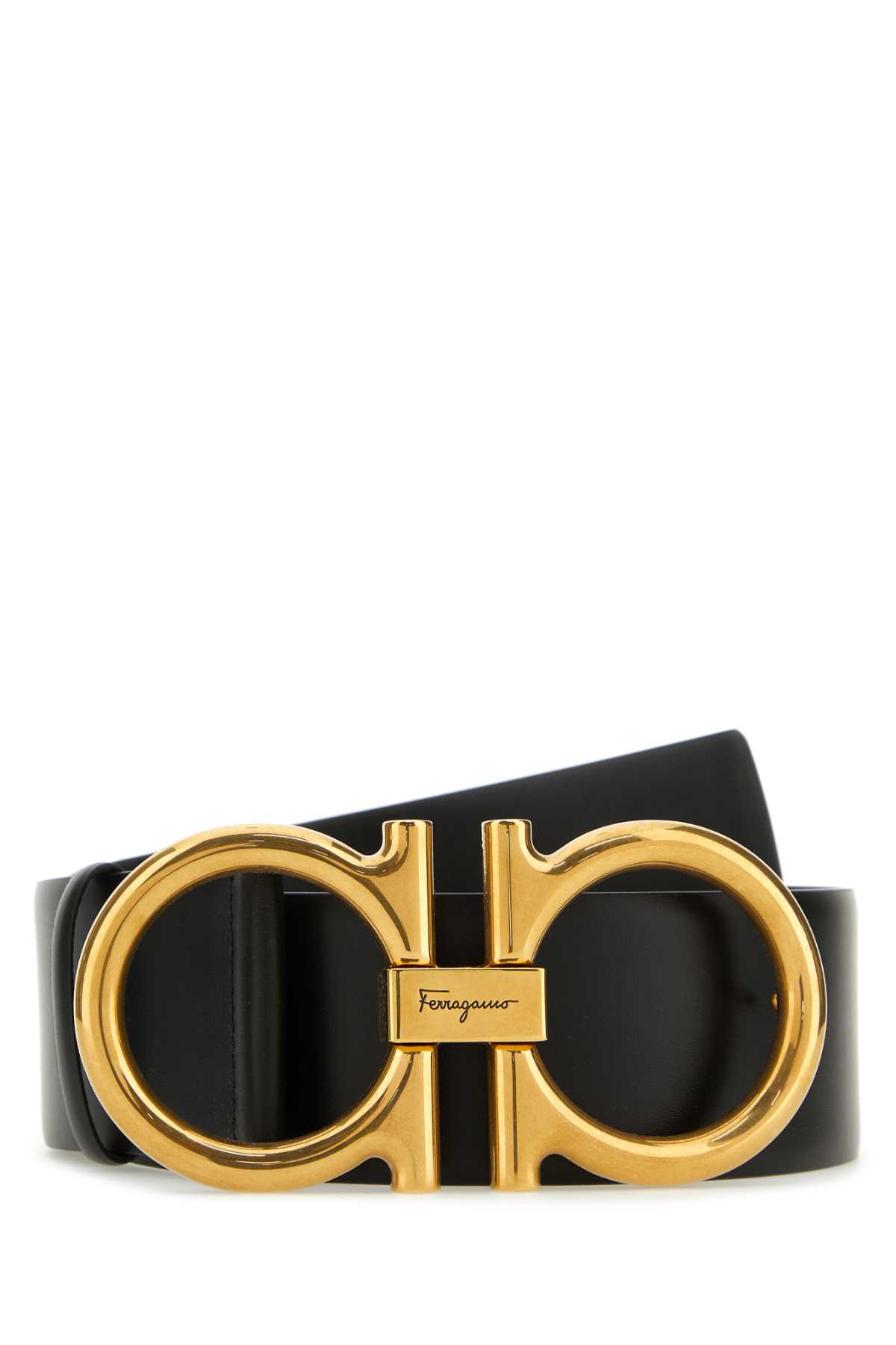 Shop Ferragamo Black Leather Gancini Belt