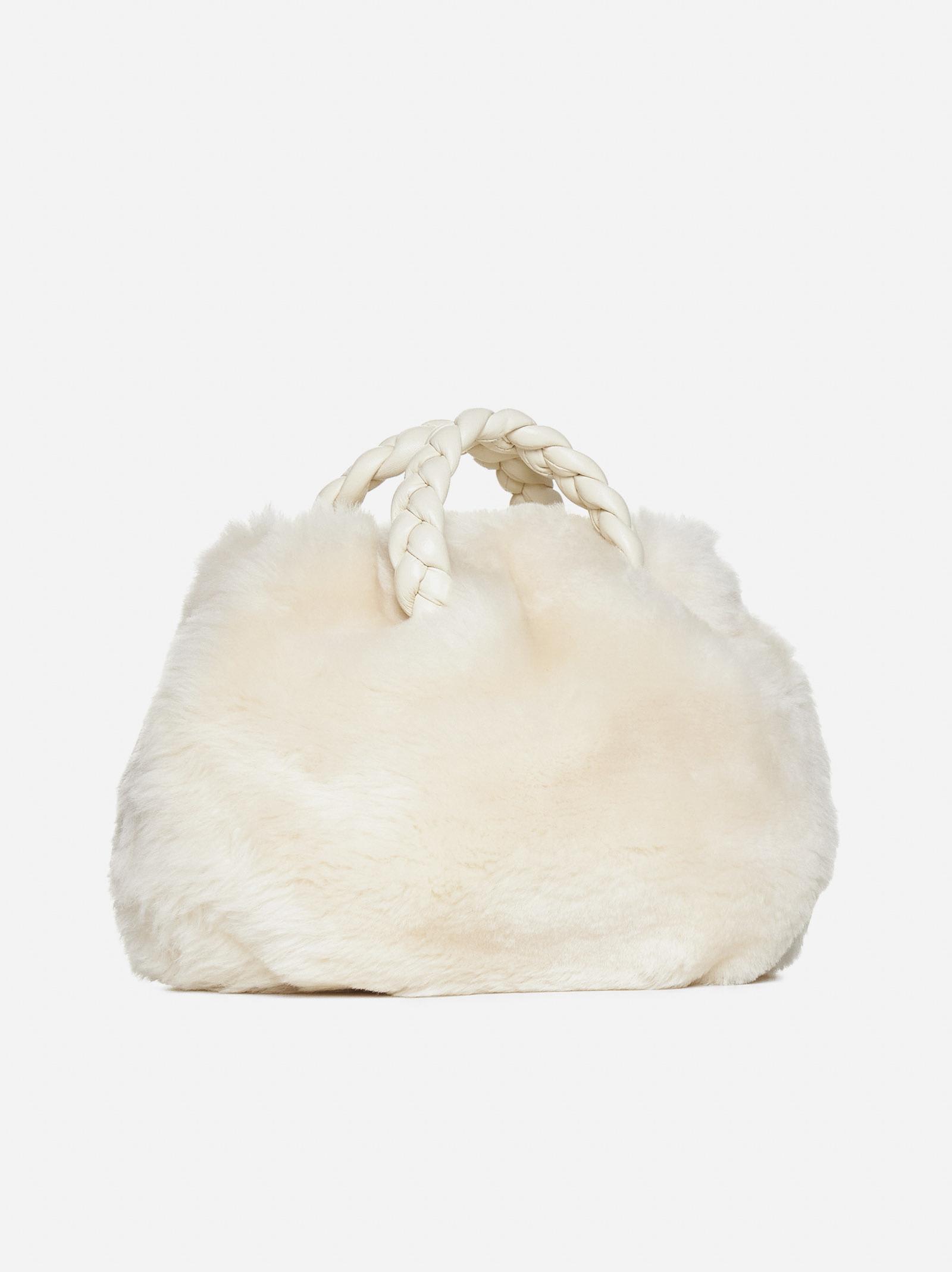 Shop Hereu Bombon Shearling Bag In Ivory