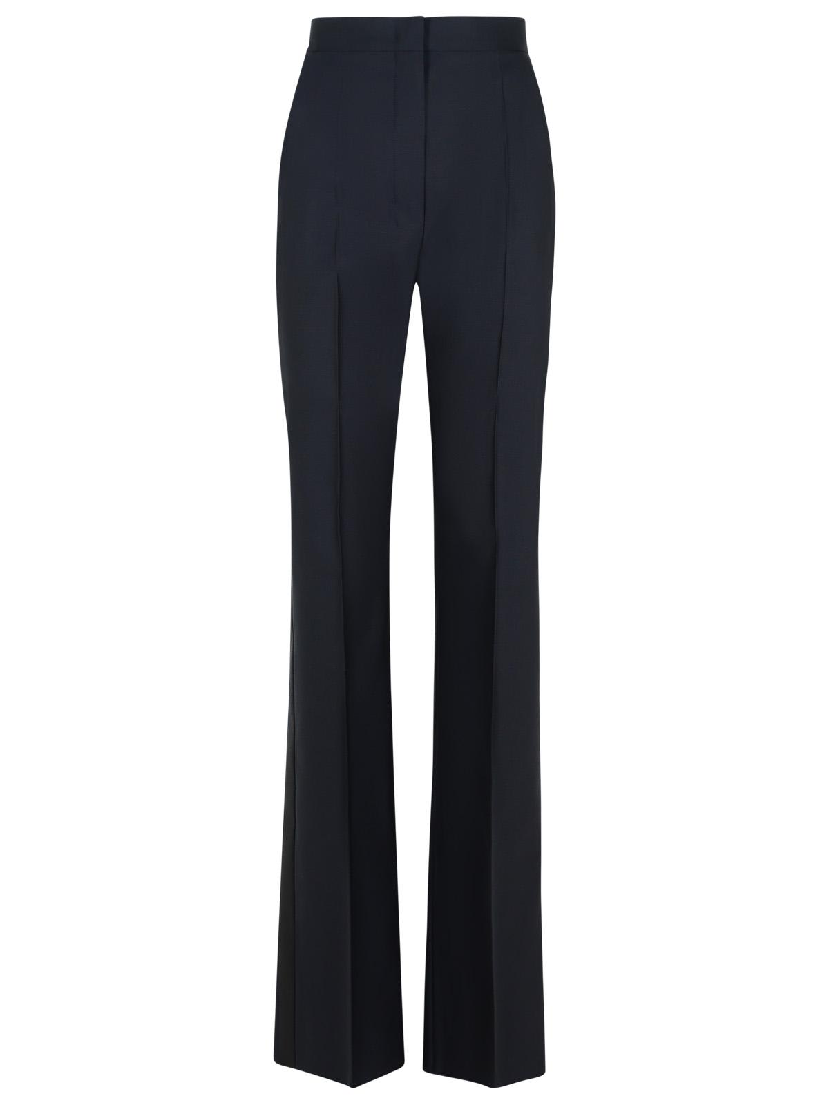 Max Mara Delfino Black Virgin Wool Blend Pants In Blue