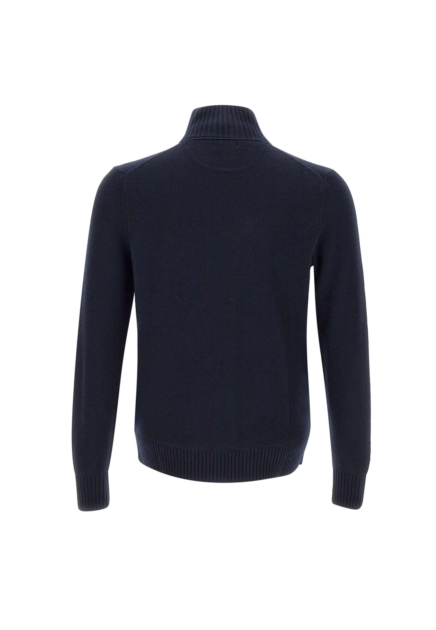 Shop Sun 68 Solid Color Wool, Viscose And Cashmere Cardigan Cardigan In Navy Blue