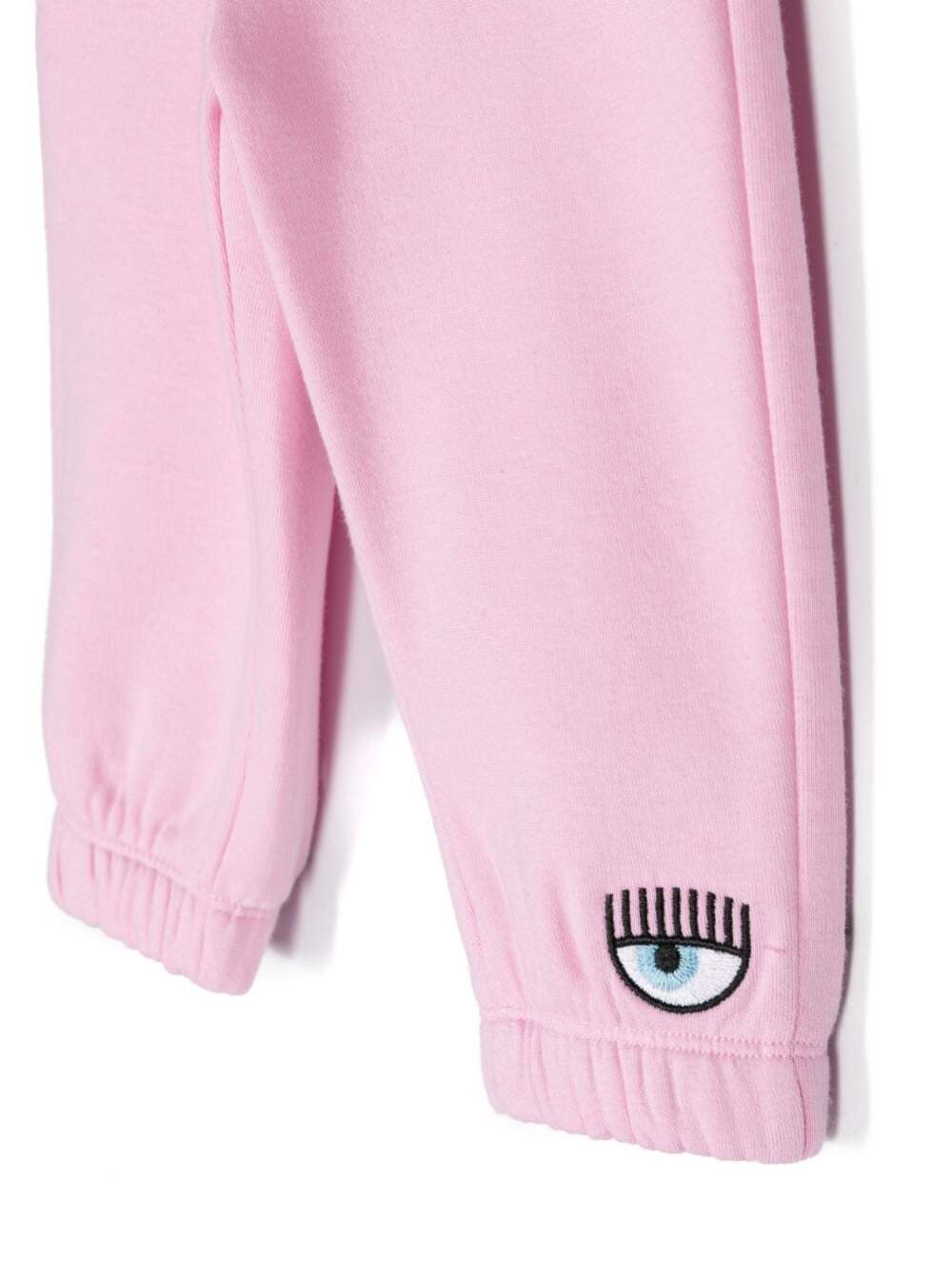 Shop Chiara Ferragni Pink Jogger Pants With Logo Patch In Cotton Blend Baby