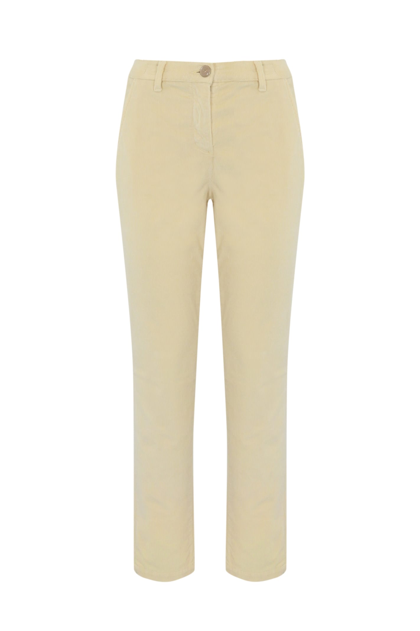 rosa White Ribbed Chino Trousers