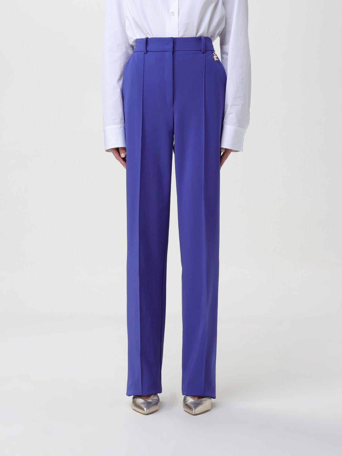 Shop Elisabetta Franchi Logo Charm Straight Leg Pants