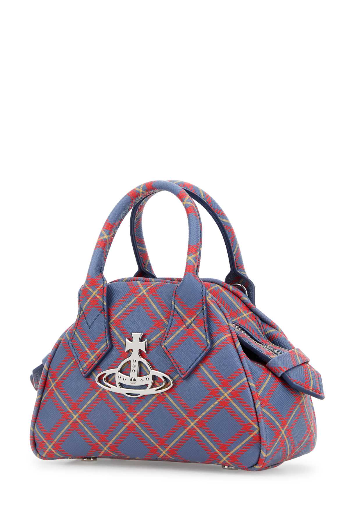 Vivienne Westwood Printed Synthetic Leather Mini Yasmine Handbag In Blueorangetartan