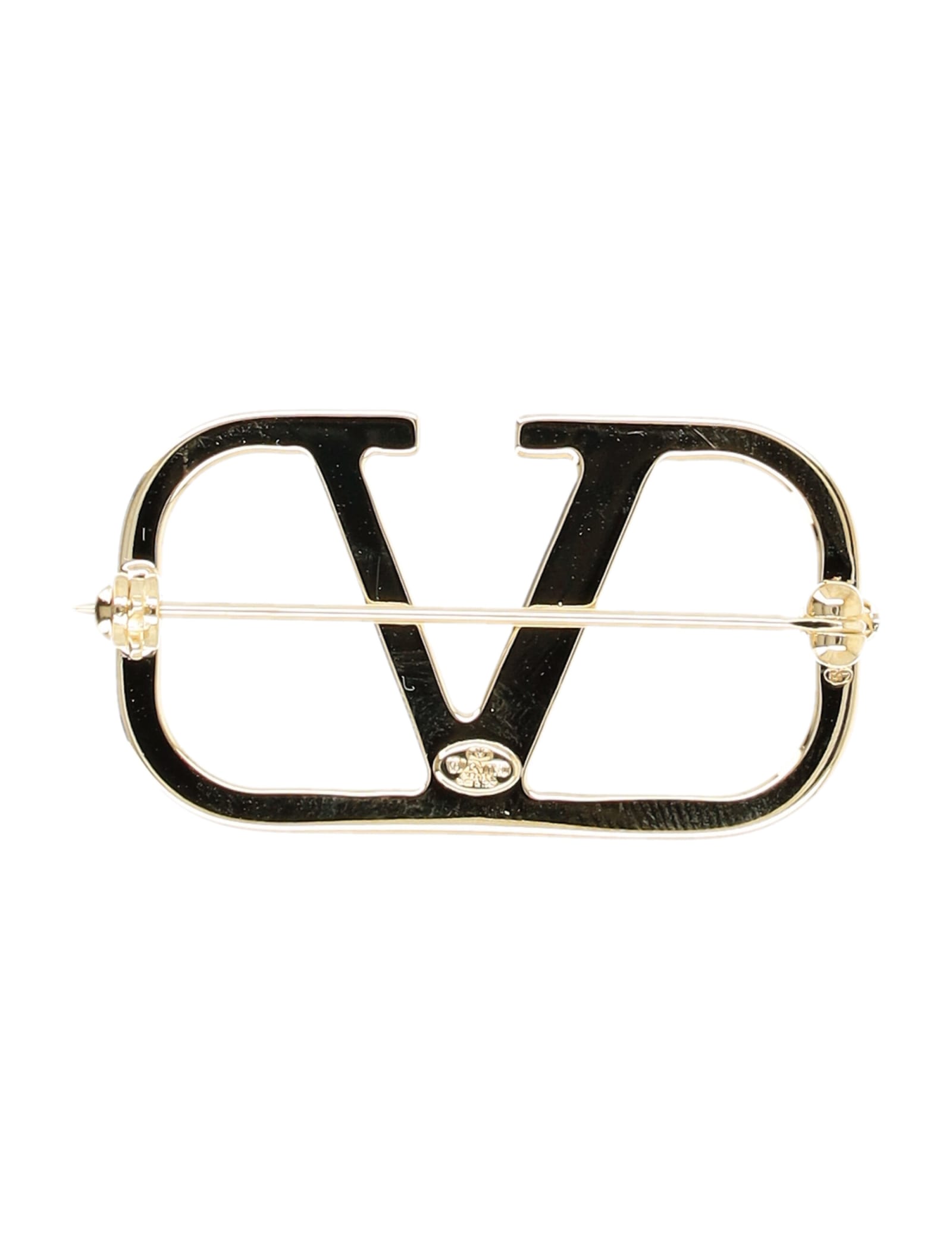Shop Valentino Vlogo Signature Brooch In Oro 18
