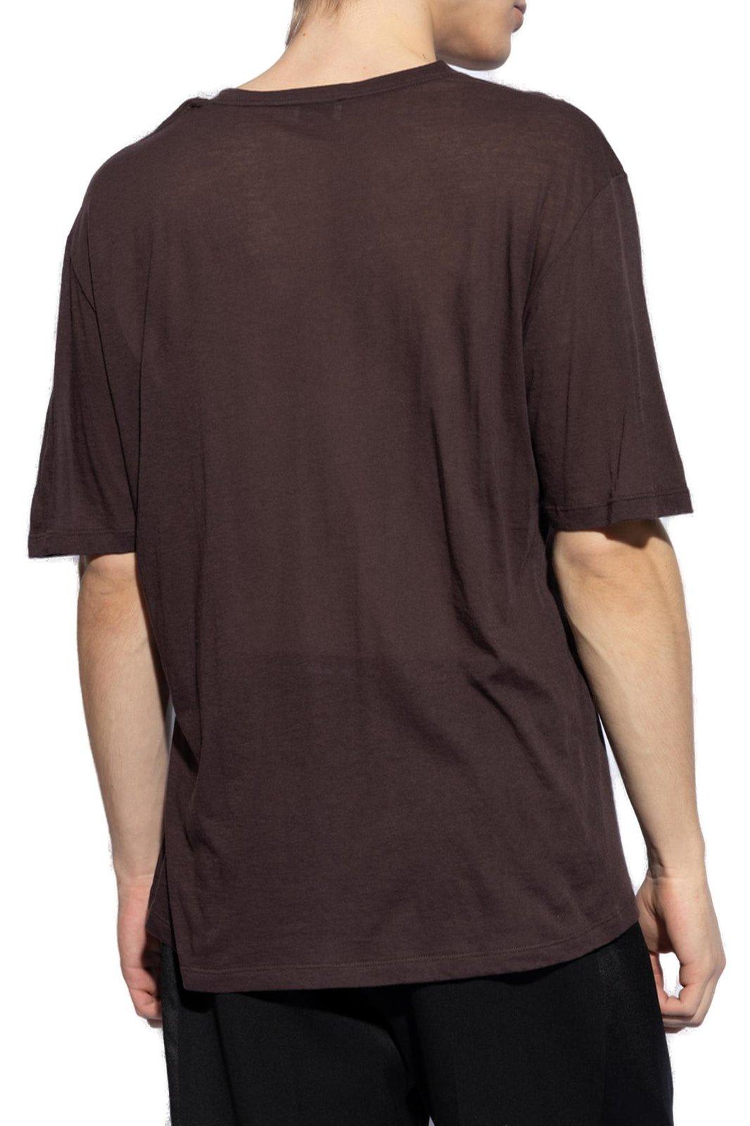 Shop Saint Laurent Crewneck Short-sleeved T-shirt In Marrone
