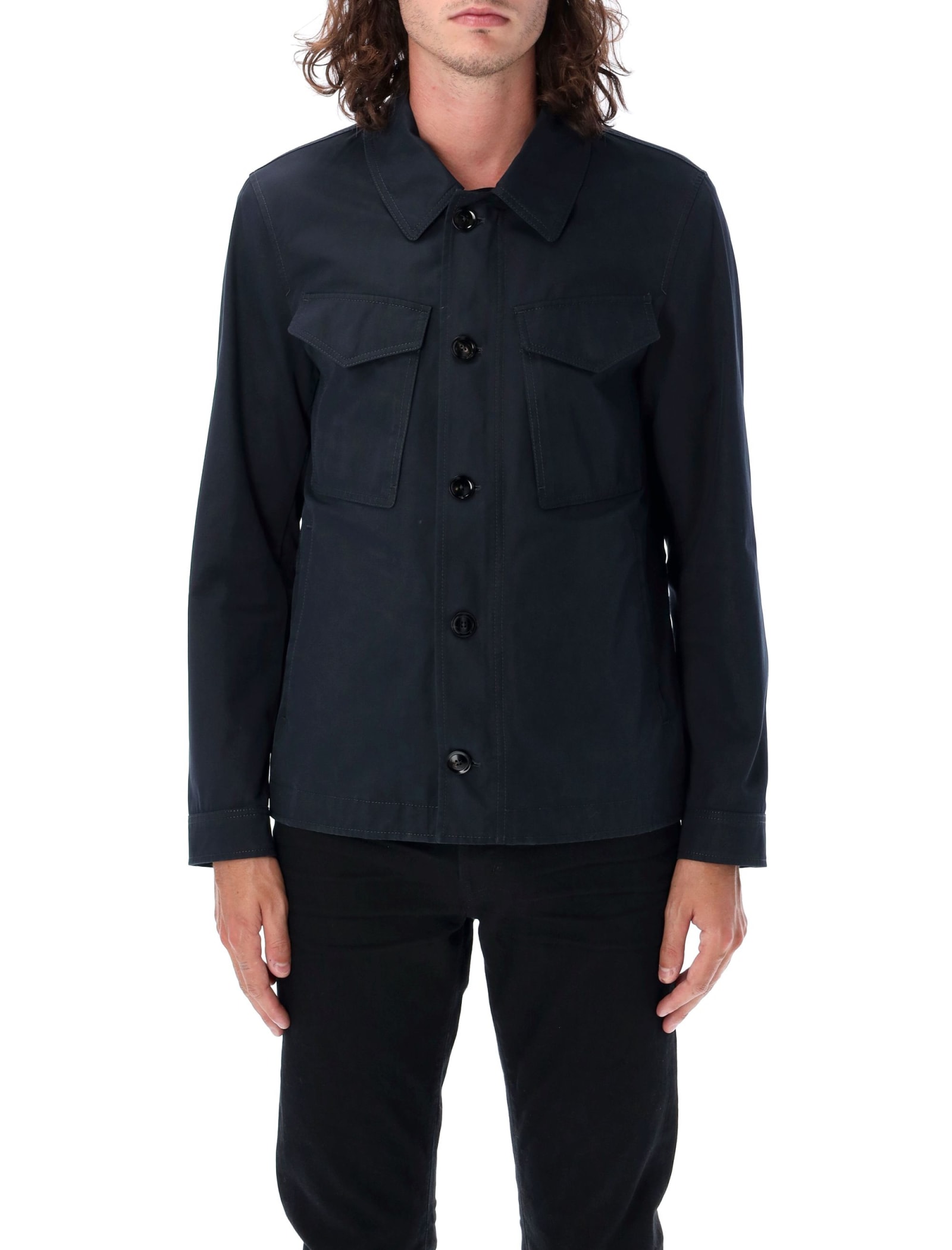 Shop Tom Ford Enzyme Twill Outershirt In Navy