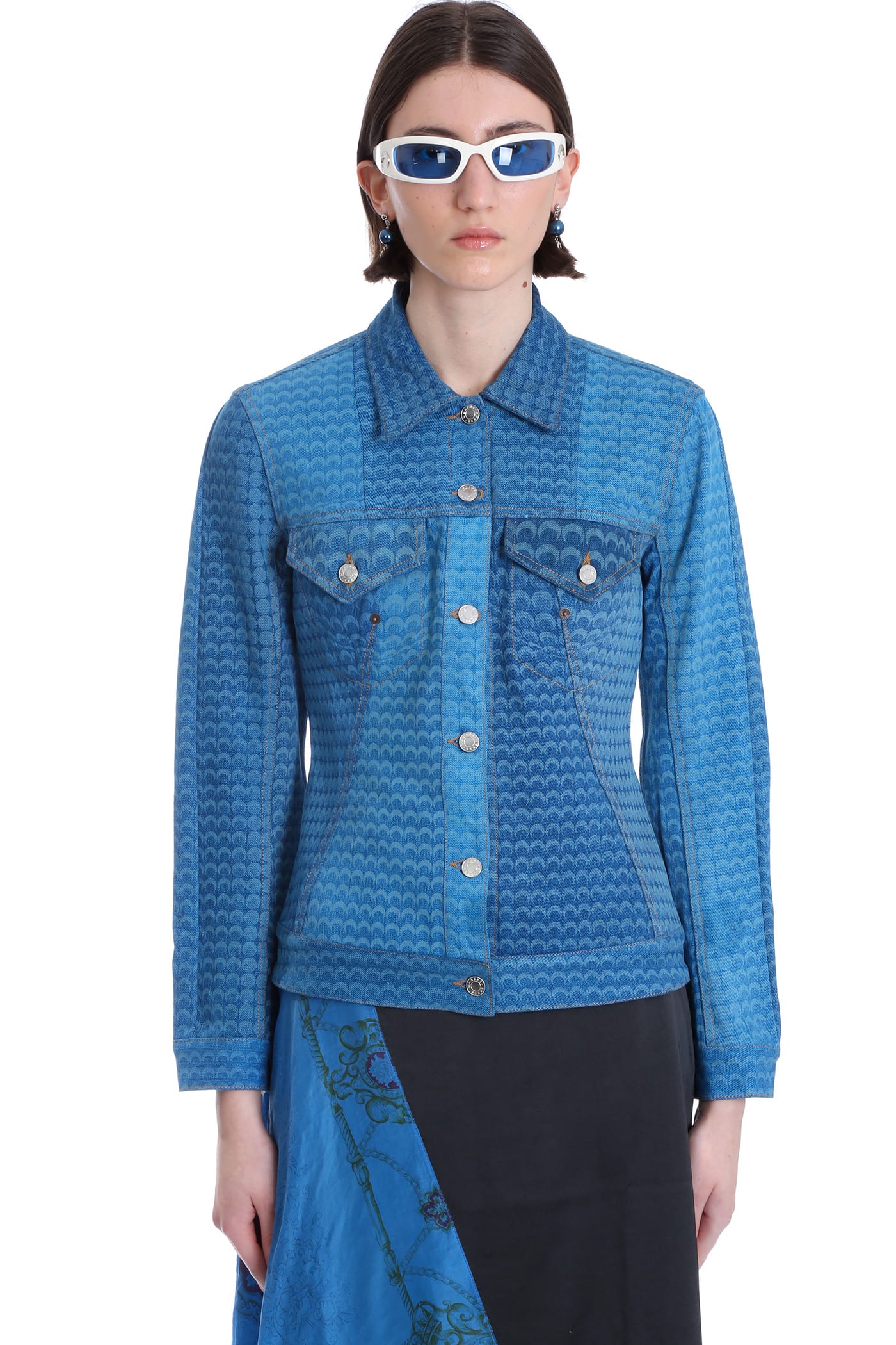 Marine Serre Casual Jacket In Blue Cotton