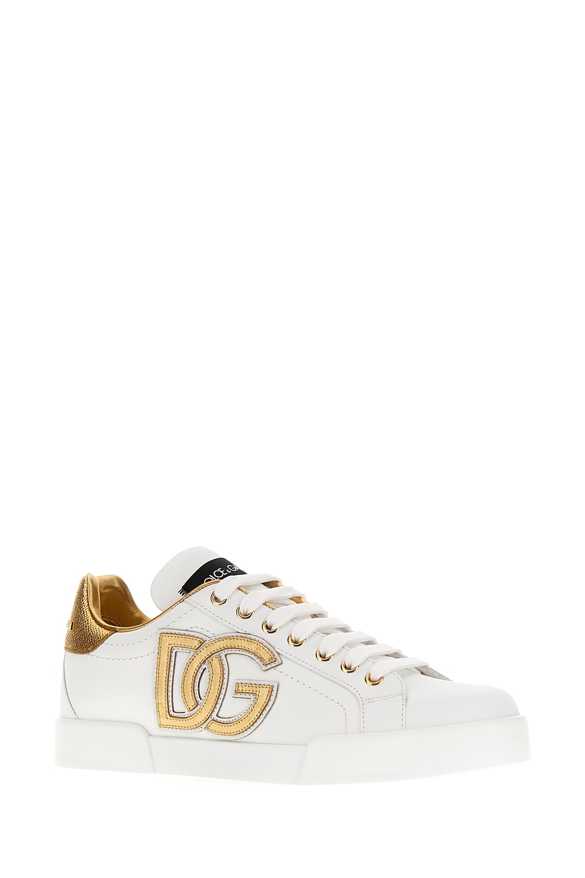 Shop Dolce & Gabbana White Leather Portofino Sneakers In 89662