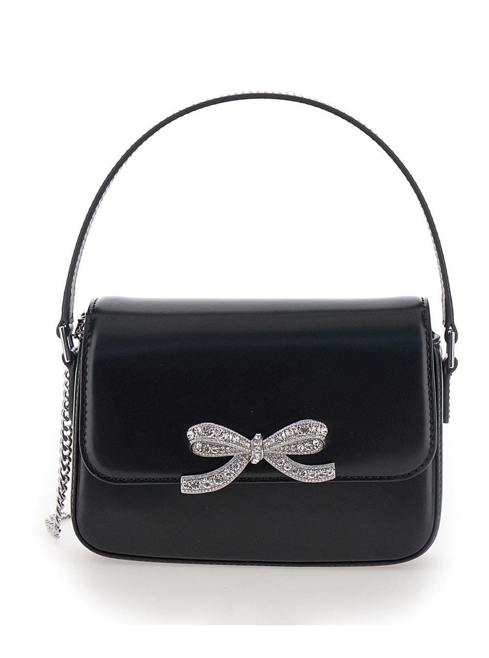 Micro Black Handbag With Bow Detail In Smooth Leather Woman