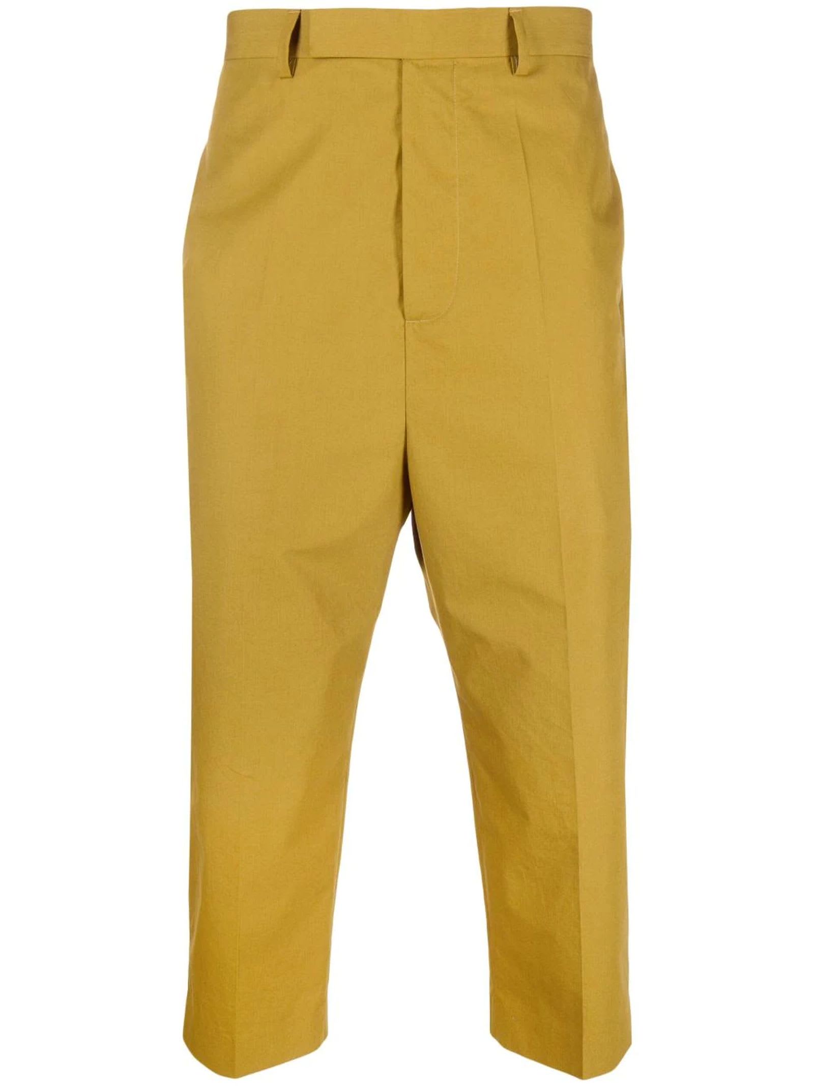 Rick Owens Mustard-tone Organic Cotton Trousers