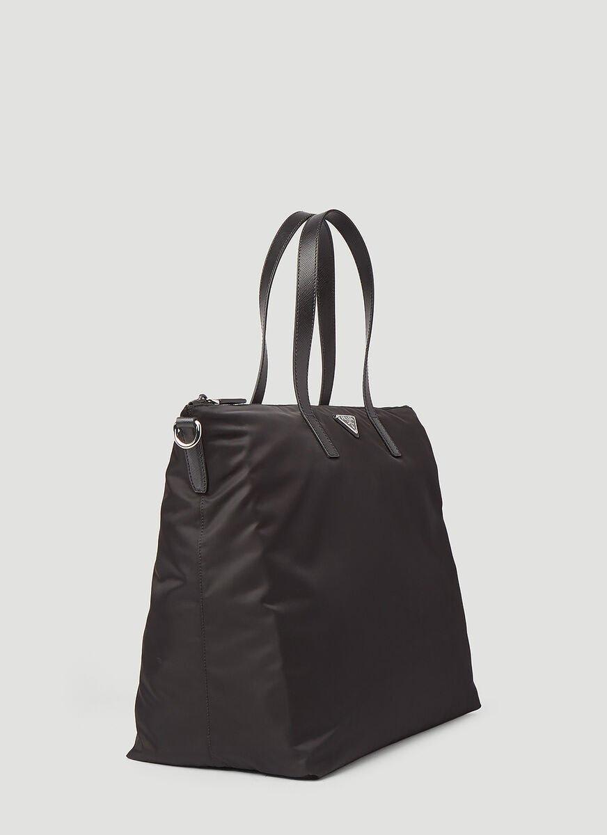 logo-plaque leather tote bag Nero