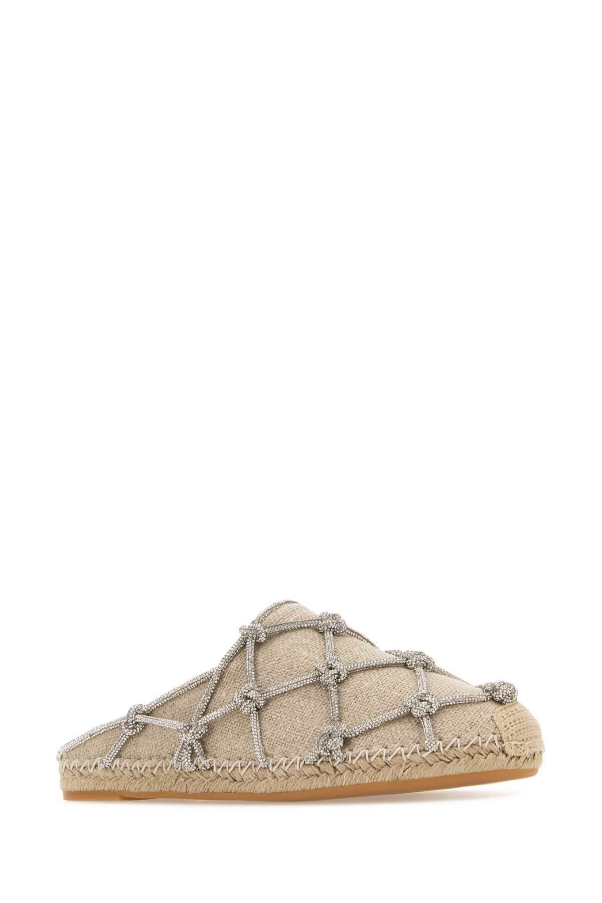 Shop Valentino Sand Canvas Espadrilles In Crystalnaturale