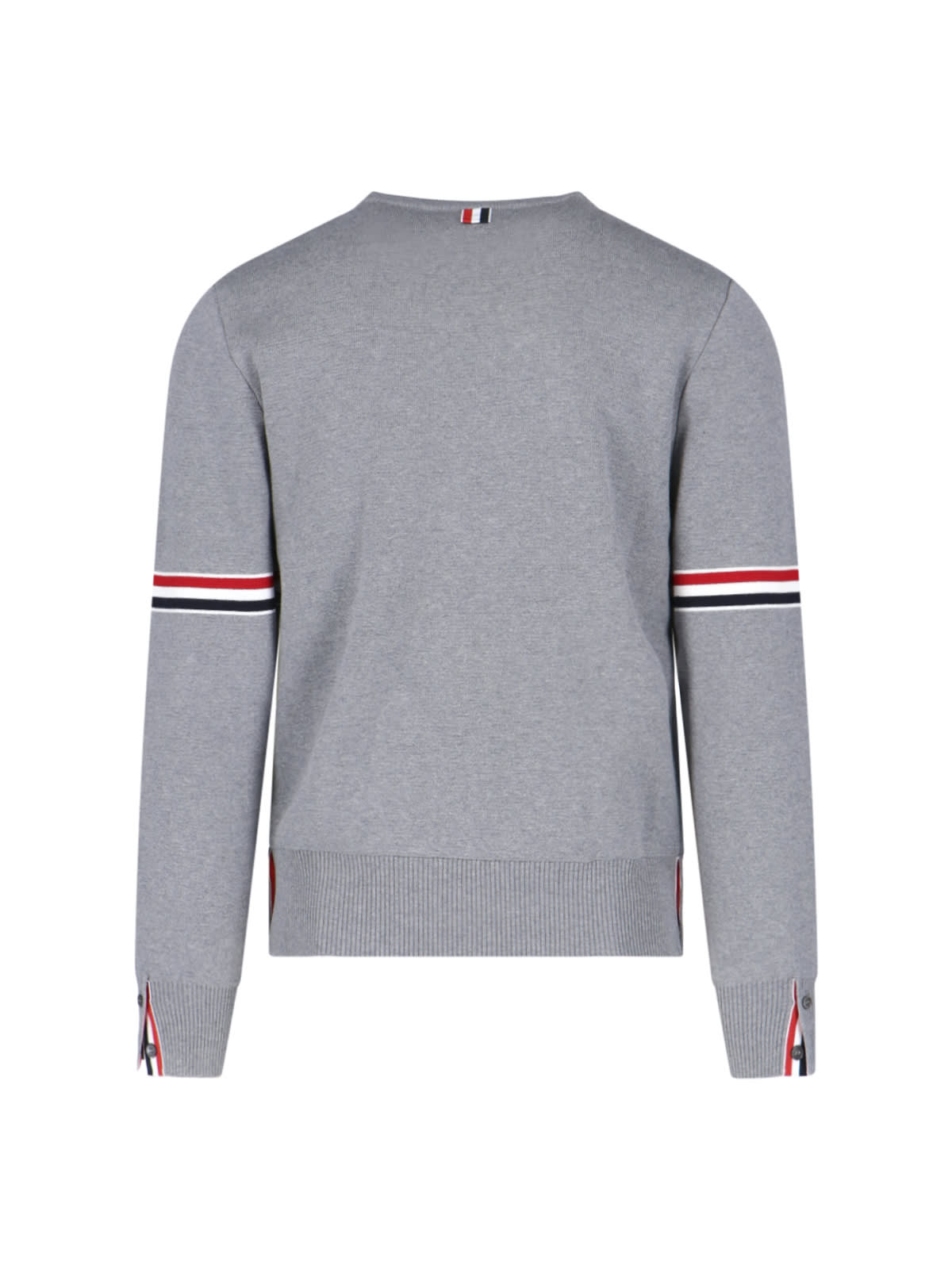 Shop Thom Browne Tricolor Detail Sweater In Gray