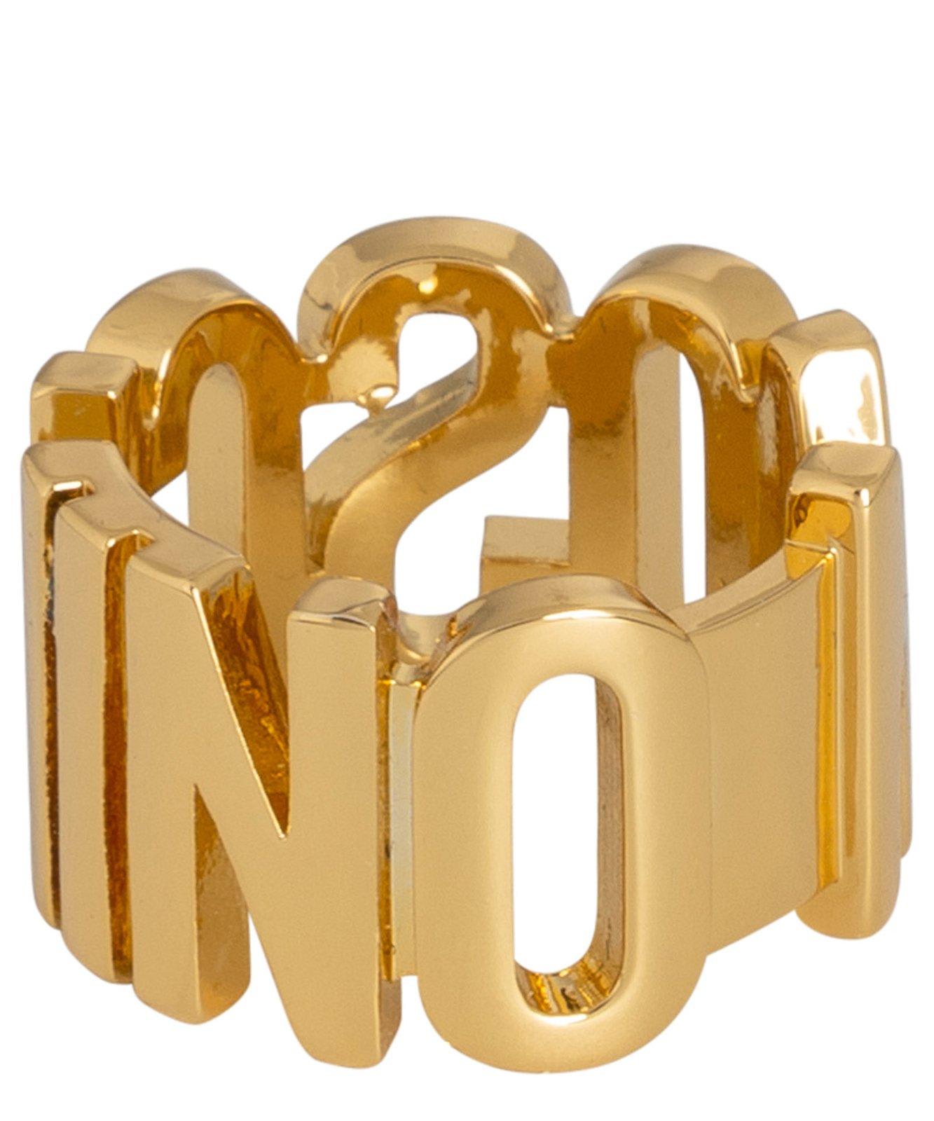 Shop Moschino Logo-lettering Ring In Oro