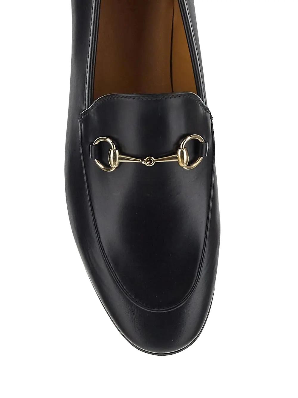 Gucci Polished Black Leather Loafers With Gold-tone Hardware In Black