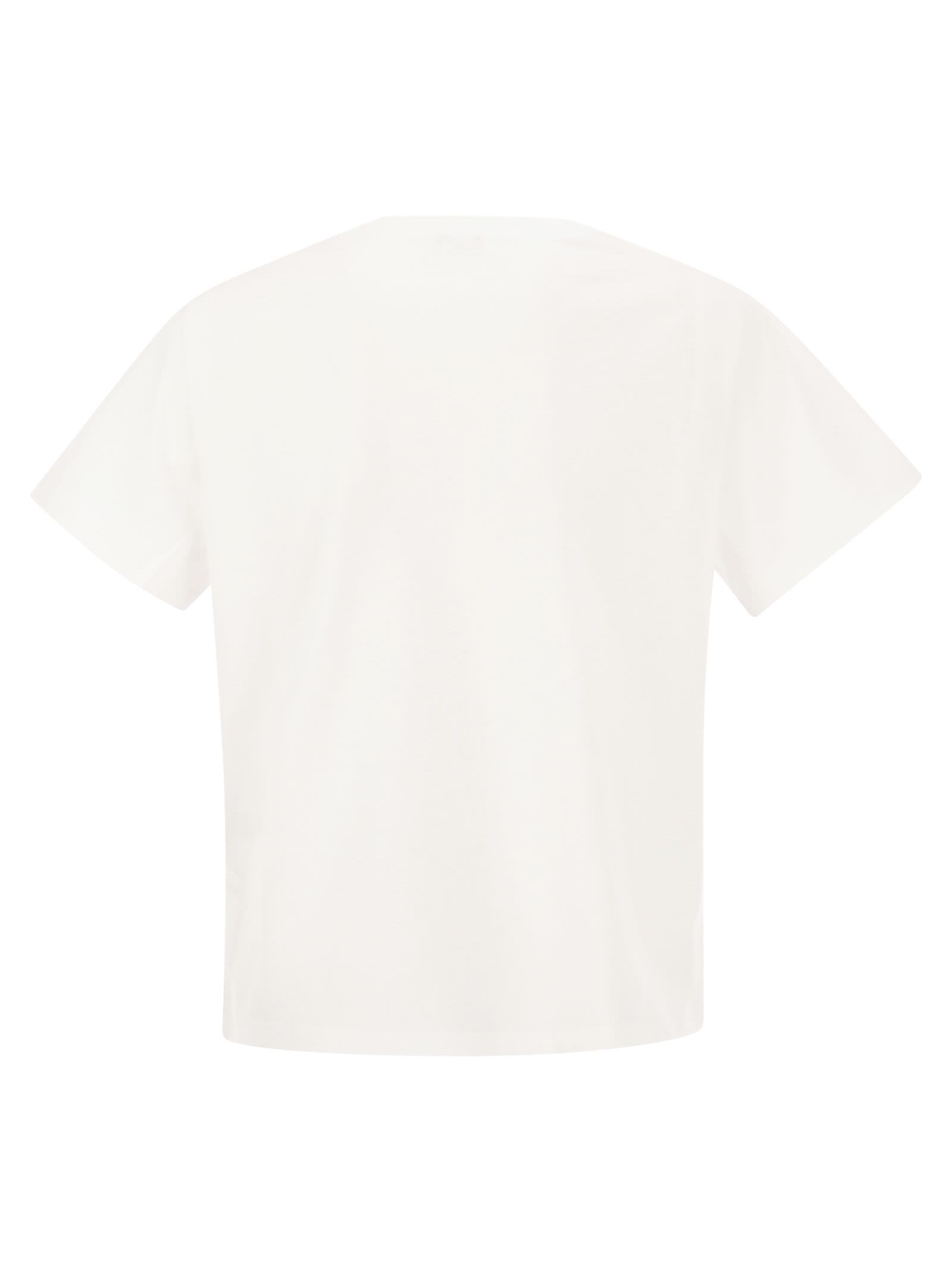 Shop Red Valentino Cotton Jersey T-shirt With Logo In White/green