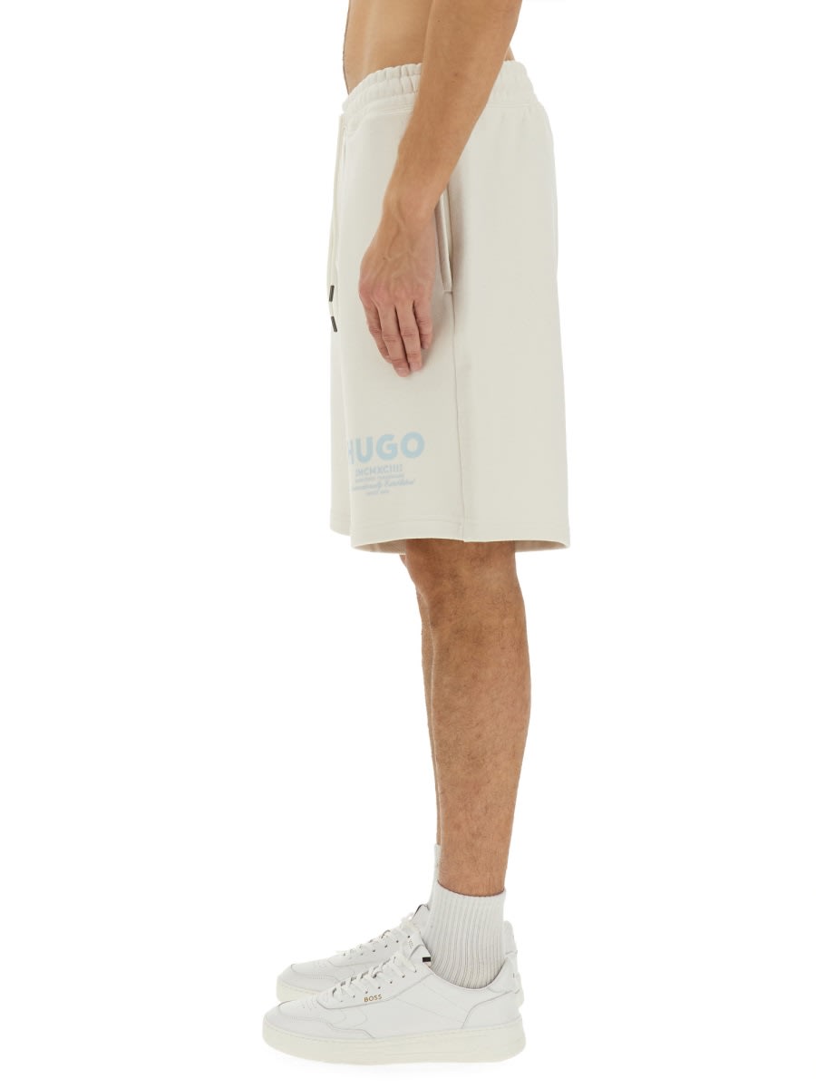 Hugo Boss Boss Cotton Blend Bermuda Shorts In Ivory