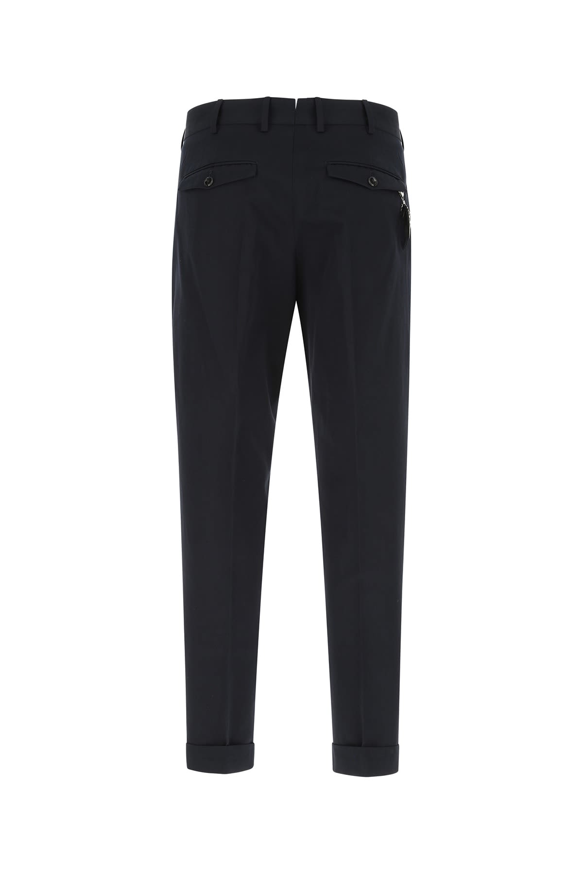 Pt Torino Navy Blue Cotton Blend Edge Chino Pant In Black