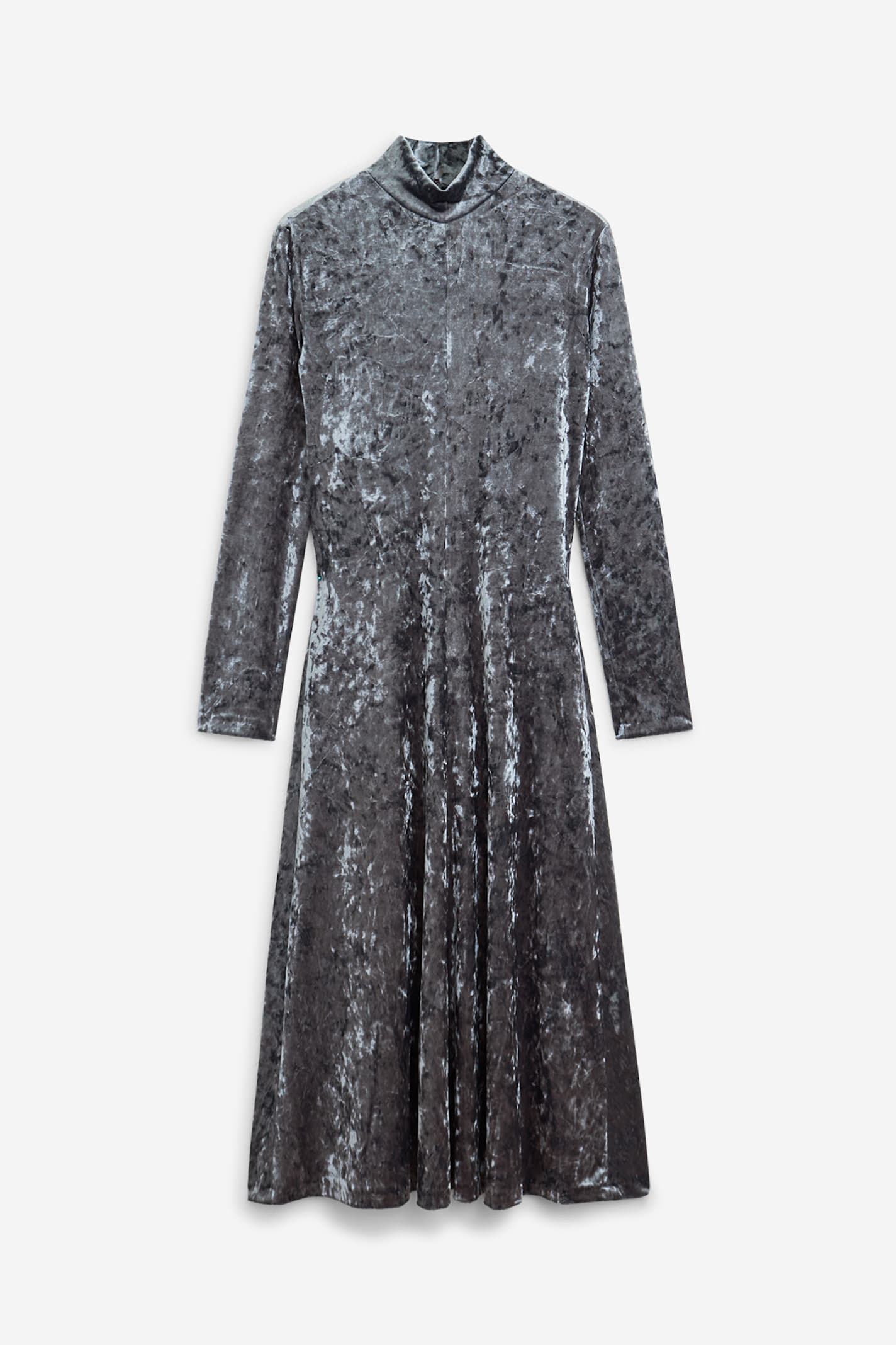 Forte Forte Long Velvet Stretch Dress With High Neckline In Gray