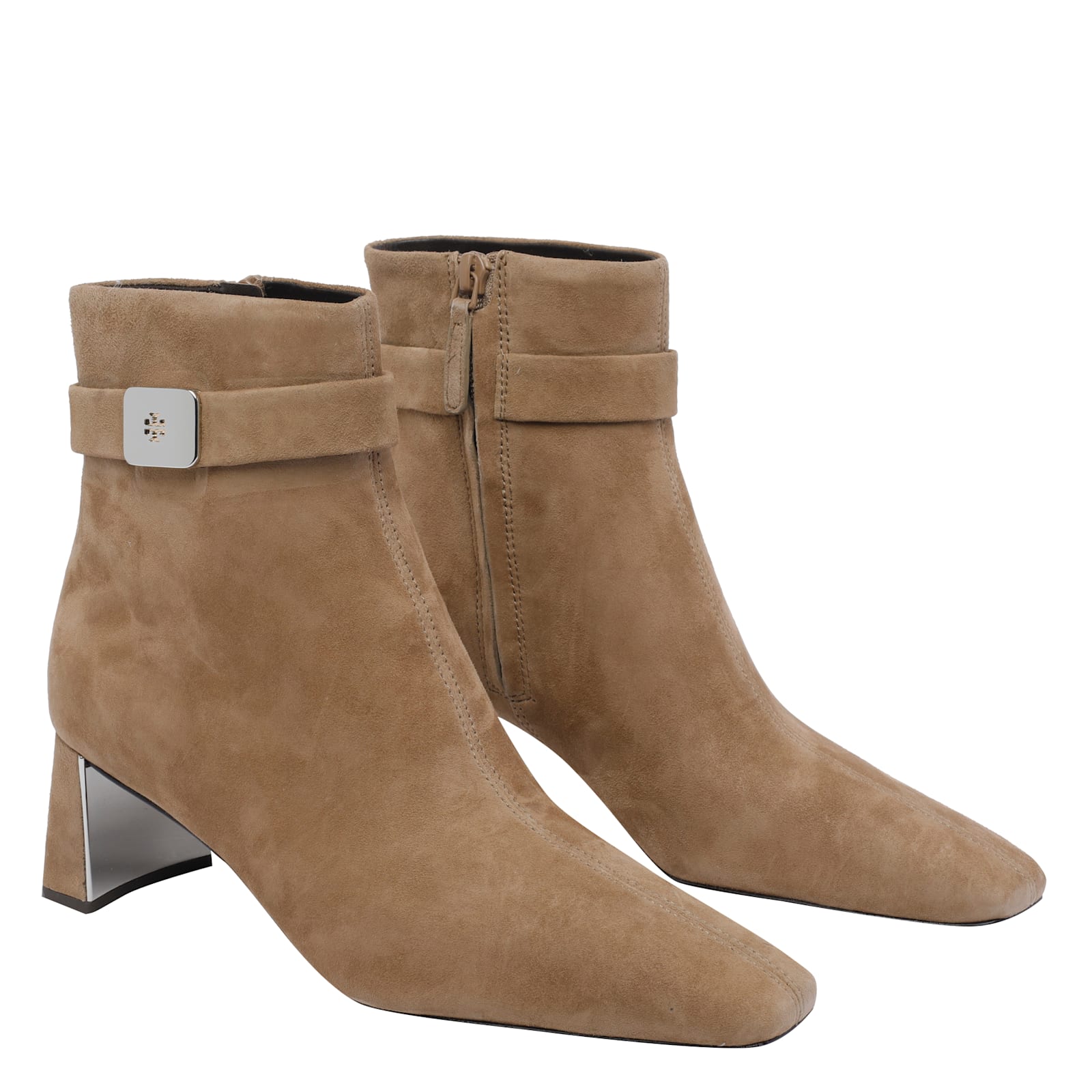 Tory Burch Georgia Suede Ankle Boots With Block Heel In Brown