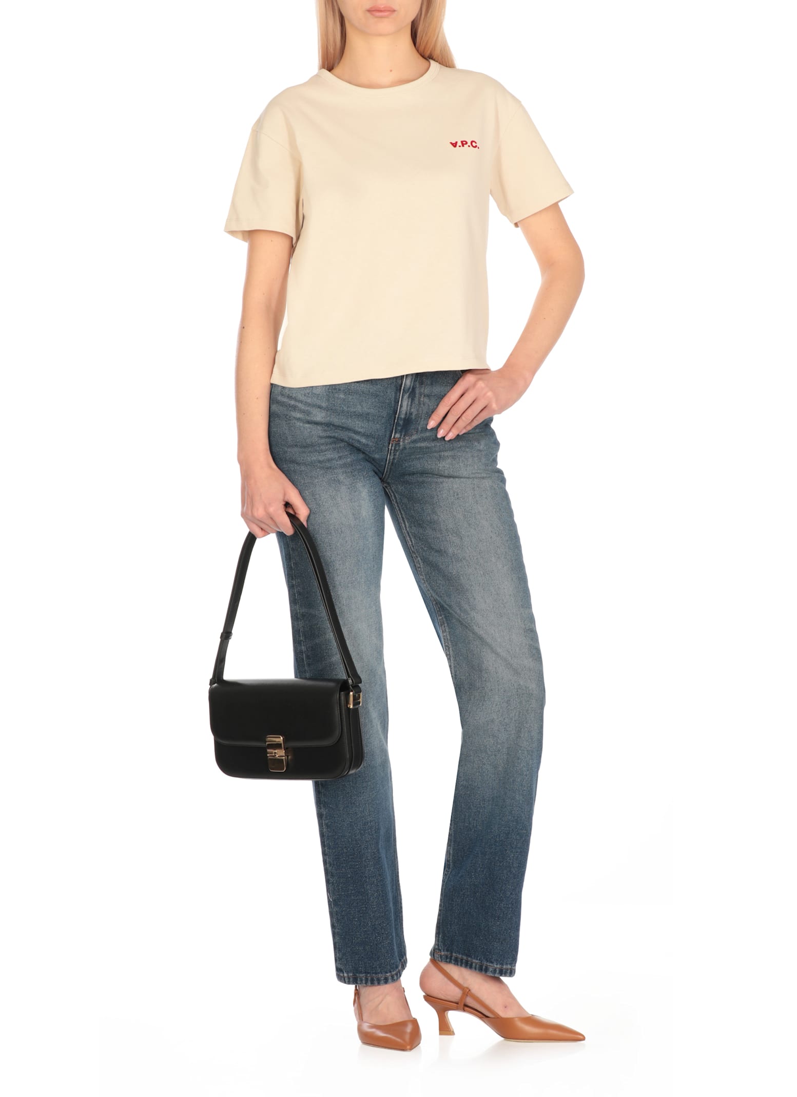 Apc T-shirt With Logo In Beige