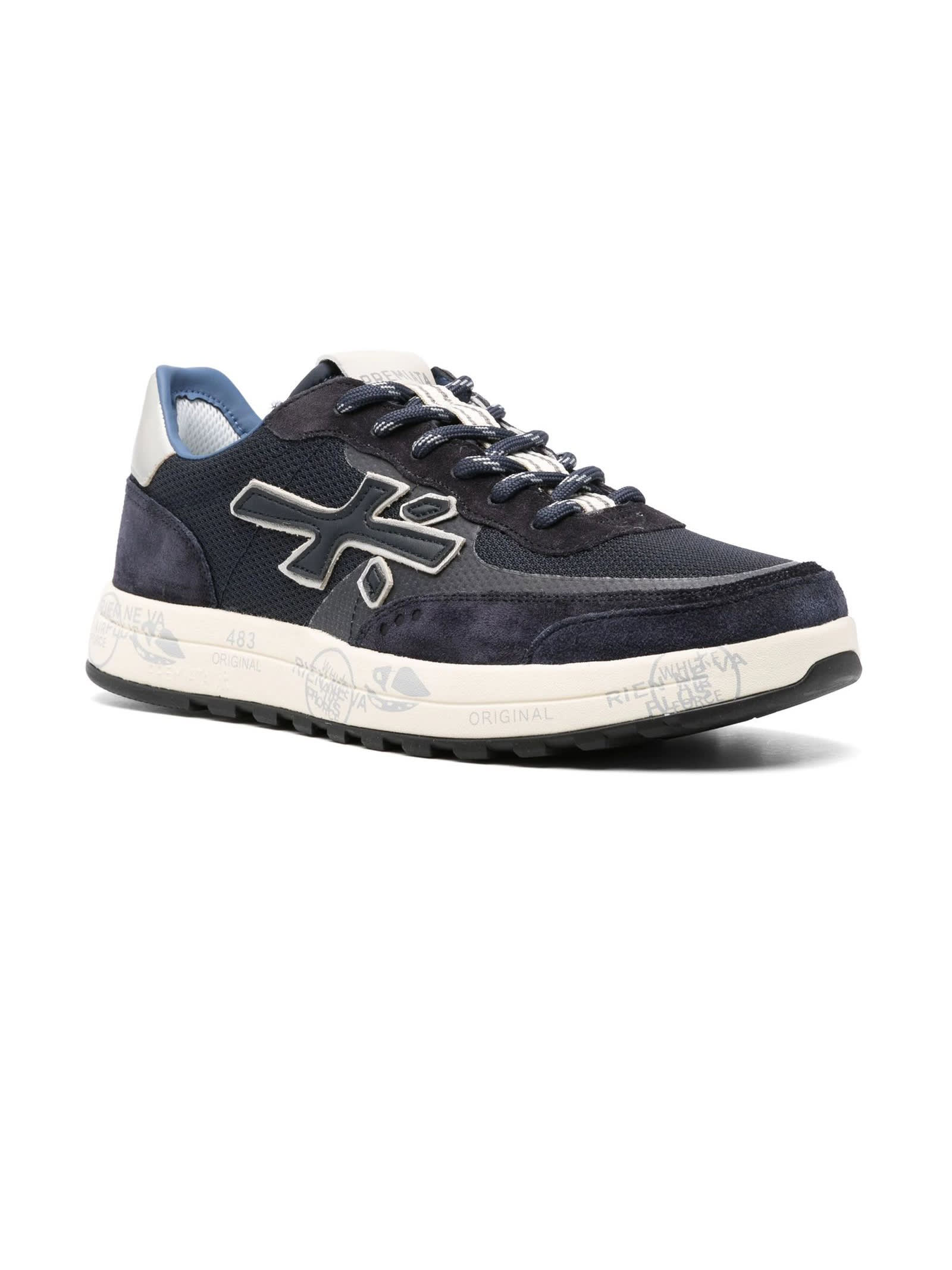 Shop Premiata Navy Blue Nous 6857 Sneakers