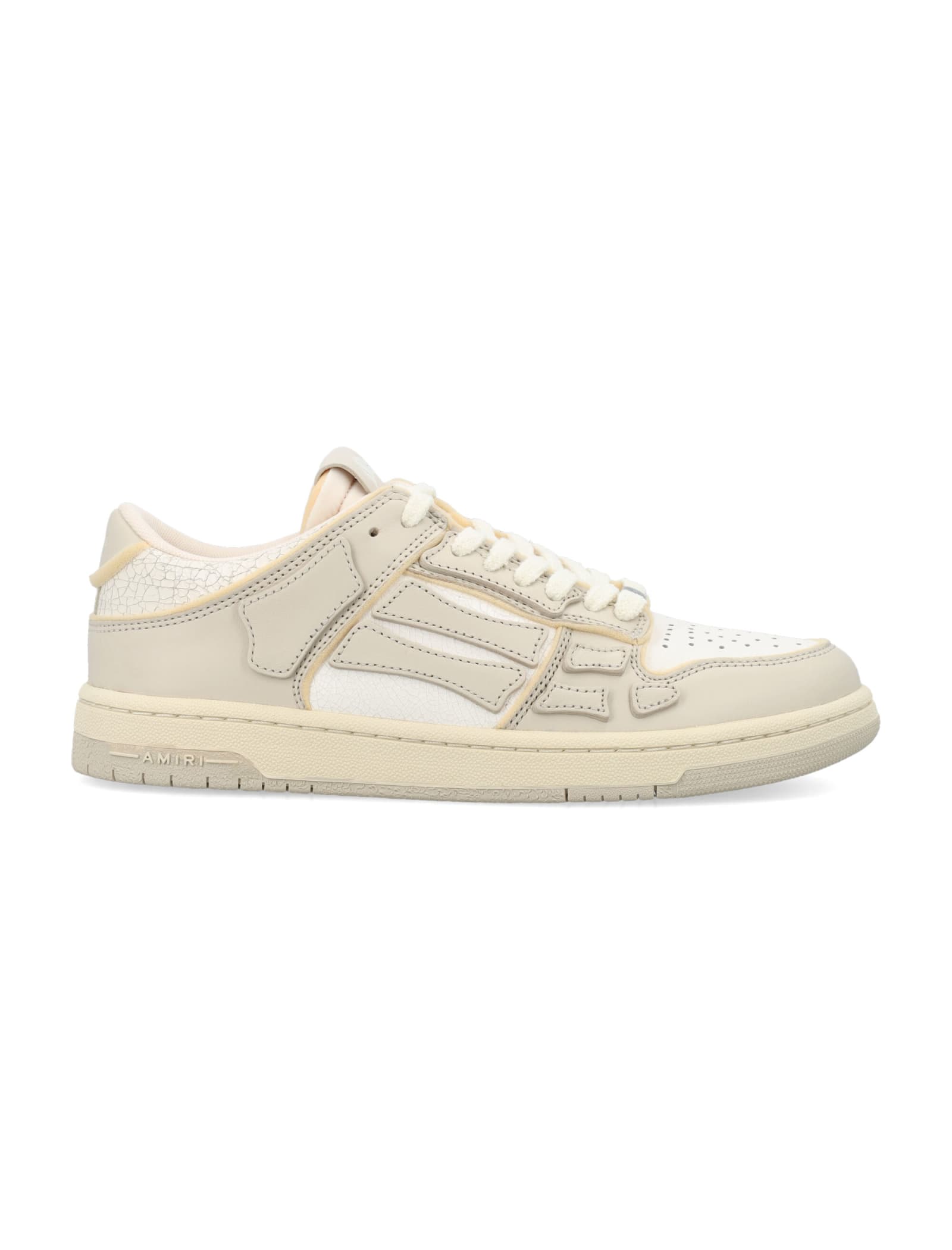 Shop Amiri Collegiate Skel Top Low Sneakers In Birch White