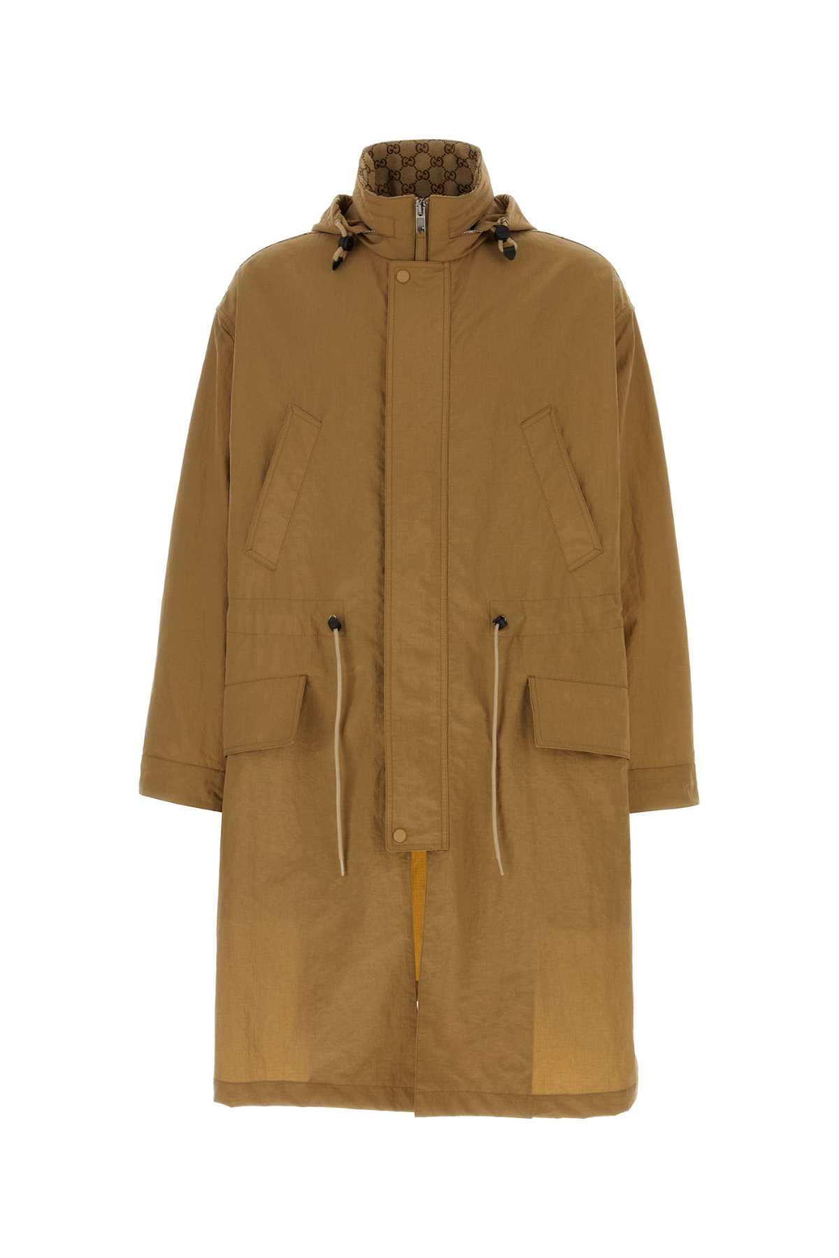 Shop Gucci Biscuit Nylon Jacket In Camel